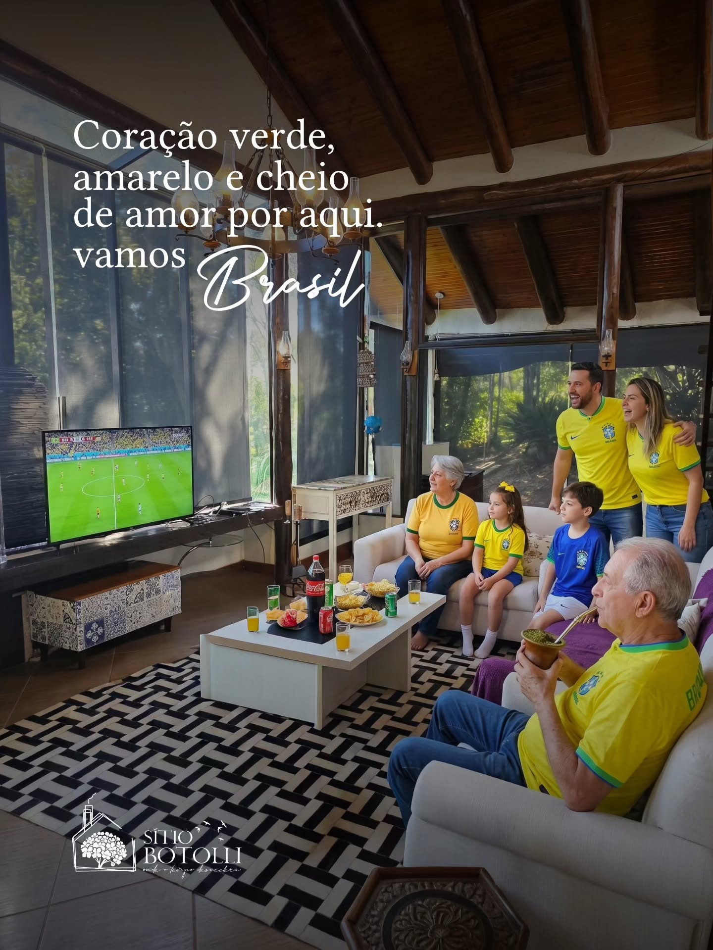 Nada une mais do que a família reunida, um chimarrão no sítio e a torcida pelo Brasil. Que venha a vitória! 🇧🇷