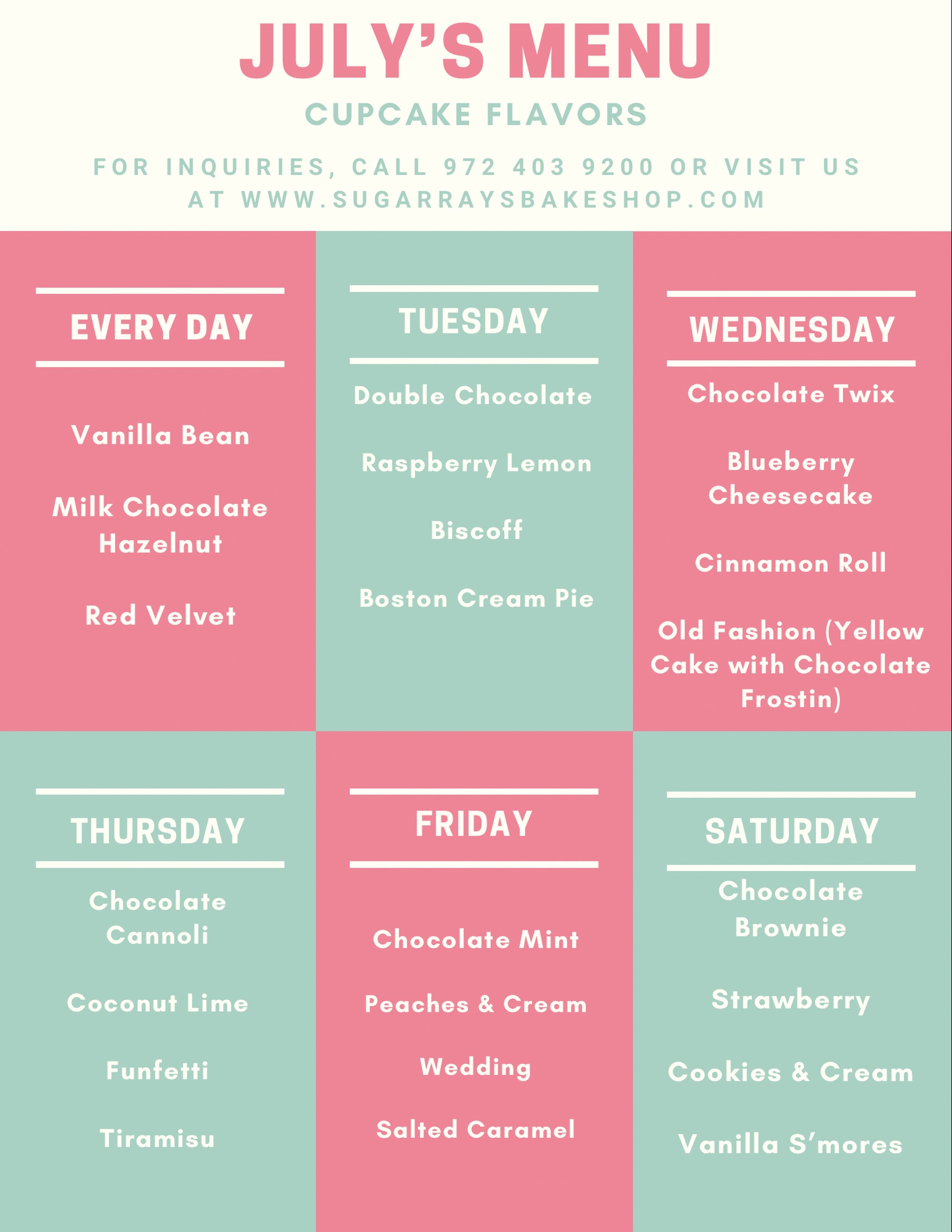 Summer is here and we have some new flavors for you to try!
#sugarraysplano #sugarraysbakeshop #cupcakes