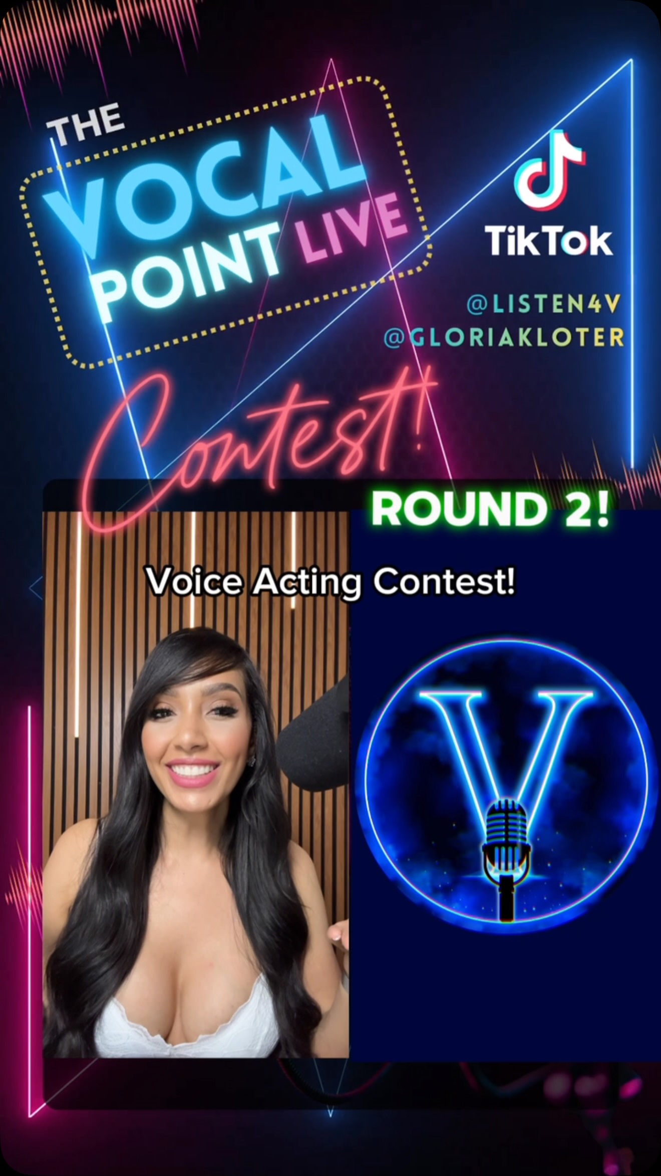 🎙️ Voice Acting Contest: Round 2!
Thank you to everyone who submitted an entry for Round 1! The winner will be announced this coming Wednesday, July 8, during our Vocal Point TikTok Live.
Important: If you submitted an entry, please double-check that your post has been shared in the Story Highlight for the corresponding round on both Instagram and TikTok.
Haven’t heard of the contest yet? Here’s all you need to know:
Our Voice Acting Contest has a combined prize value of US$550! 💸
📝HOW TO ENTER:
1. Duet/stitch/remix/download each round and share it before its deadline.
2. Post your entry on your feed and story on any social media of your choosing, including TikTok, Instagram, and Threads.
3. Tag us both on your post and stories: @gloriakloter and @listen4v (we use the same handles across platforms).
4. Use #VocalPointContest so we can find you.
🎁 PRIZES:
💴 US$ 100 First round.
💴 US$ 100 Second round.
💴 US$ 100 Third round.
💴 US$250 Final round*
* 👉🏼Must have participated in at least one of the first three rounds to be elegible for the final round.
🌟 BONUS ENTRIES:
📣 Share this post and tag other creators in the comments below.
➕ Every share + tag = 1 bonus point! 🙌
📝 FINAL DETAILS:
📌 Must be following @gloriakloter and @listen4v to be eligible.
❌Burner accounts are not elegible.
🚫 Unfollows or blocks will disqualify from this and any future contests and giveaways.
🌎 Open worldwide.
✅ Winning one of the rounds will not disqualify you to be elegible to win a different one.
⏳Submission Deadlines:
1️⃣ First round starts on June 20, and closes EOD July 4.
2️⃣ Second round starts on July 4, and closes EOD July 18.
3️⃣ Third round starts on July 18, and closes EOD August 1.
4️⃣ Final round starts on August 1, and closes EOD August 15.
🥳 Winners will be announced during our Vocal Point TikTok Live:
1️⃣ July 8.
2️⃣ July 22.
3️⃣ August 5.
4️⃣ August 19.
🔒 To protect everyone’s privacy, prizes will be delivered via PayPal, Venmo or Cash App.
🚫 Disclaimer: This contest is not sponsored, endorsed, or associated with Instagram, Threads, T
