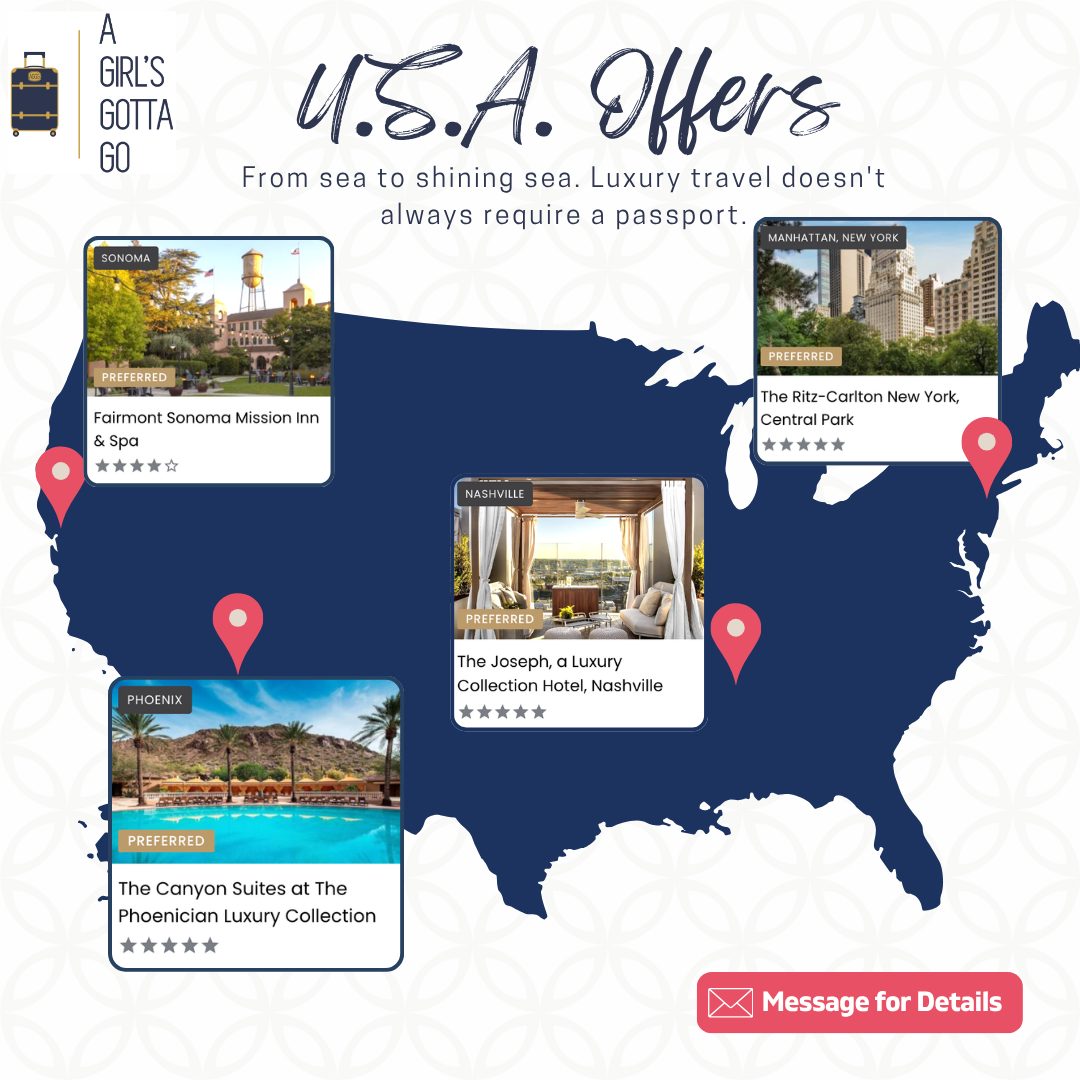 🇺🇸✨ As America celebrates its 250th birthday, there's never been a better time to explore the incredible destinations right here at home. ✨🇺🇸
Luxury travel doesn't always require a passport.
From sea to shining sea, discover everything from alpine retreats and iconic city escapes to beachfront resorts, national parks, and world-class wellness destinations. Whether you're dreaming of a relaxing getaway or an unforgettable adventure, the U.S. offers extraordinary experiences for every traveler.
🇺🇸 Celebrate America's 250th by discovering a new corner of the country.
📩 Message A Girl's Gotta Go and let us help you plan your next USA getaway!
#TravelInStyle #TKO #America250 #SeeAmerica #LuxuryTravel #TravelUSA #DomesticTravel #ExploreMore