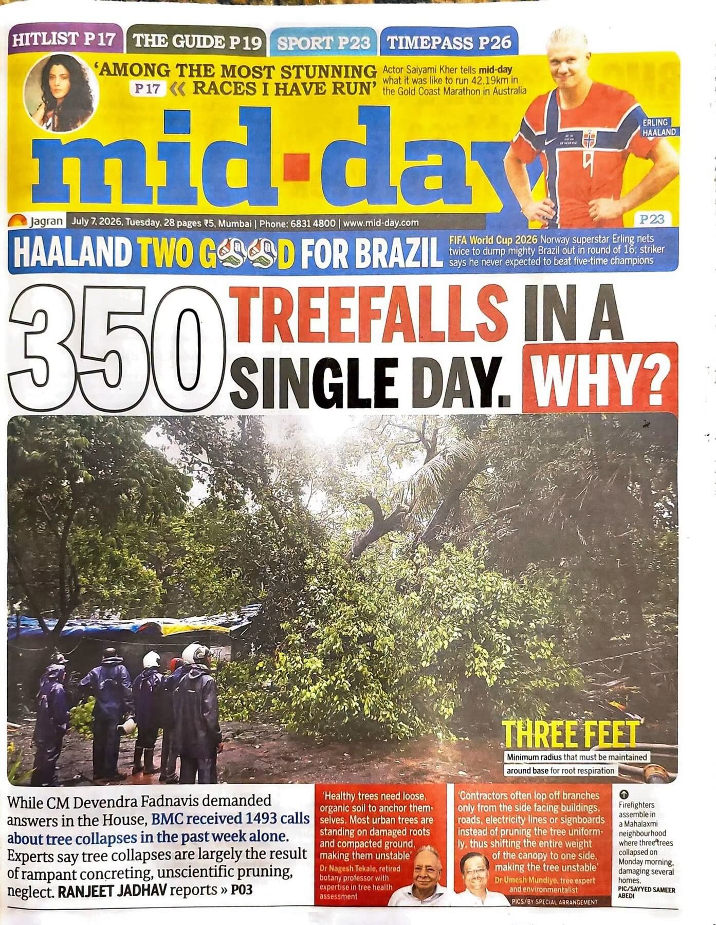 350 Trees Fell in a Single Day. Why?
Mumbai’s recent heavy rains have exposed a deeper environmental crisis. In just one day, over 350 trees collapsed, damaging homes, disrupting lives, and putting public safety at risk.
This isn’t an isolated incident. The trend is becoming increasingly alarming:
📍 2023: 687 tree-fall incidents
📍 2024: 653 incidents
📍 2025: 855 incidents
📍 2026: More than 1,100 trees fell within the first week of July alone surpassing the total annual monsoon tree-fall incidents recorded in each of the previous three years.
These incidents remind us that the effects of climate change are no longer distant they are impacting our daily lives, our safety, and the cities we call home.
But extreme weather isn’t the only reason.
Experts point to years of unscientific pruning, rampant concretization around tree roots, damaged root systems, and inadequate tree care. Trees need healthy, open soil to breathe, absorb water, and develop strong roots. When we cover every inch of land with concrete, we weaken the very trees that protect our cities.
At Garbage Free India, we believe environmental protection goes beyond waste management. Building resilient cities means protecting green spaces, ensuring scientific tree care, and making urban planning work **with nature, not against it
As climate change brings more intense rainfall, the question is no longer, “Why did the trees fall?”but What can we do differently to prevent this?”
Let’s protect our trees before it’s too late.
Healthy Trees. Healthy Cities. A Safer Future.
#GarbageFreeIndia #UrbanForests #TreeProtection #ClimateResilience #MumbaiRains SustainableCities NatureBasedSolutions GreenInfrastructure ProtectOurTrees EnvironmentalAction
