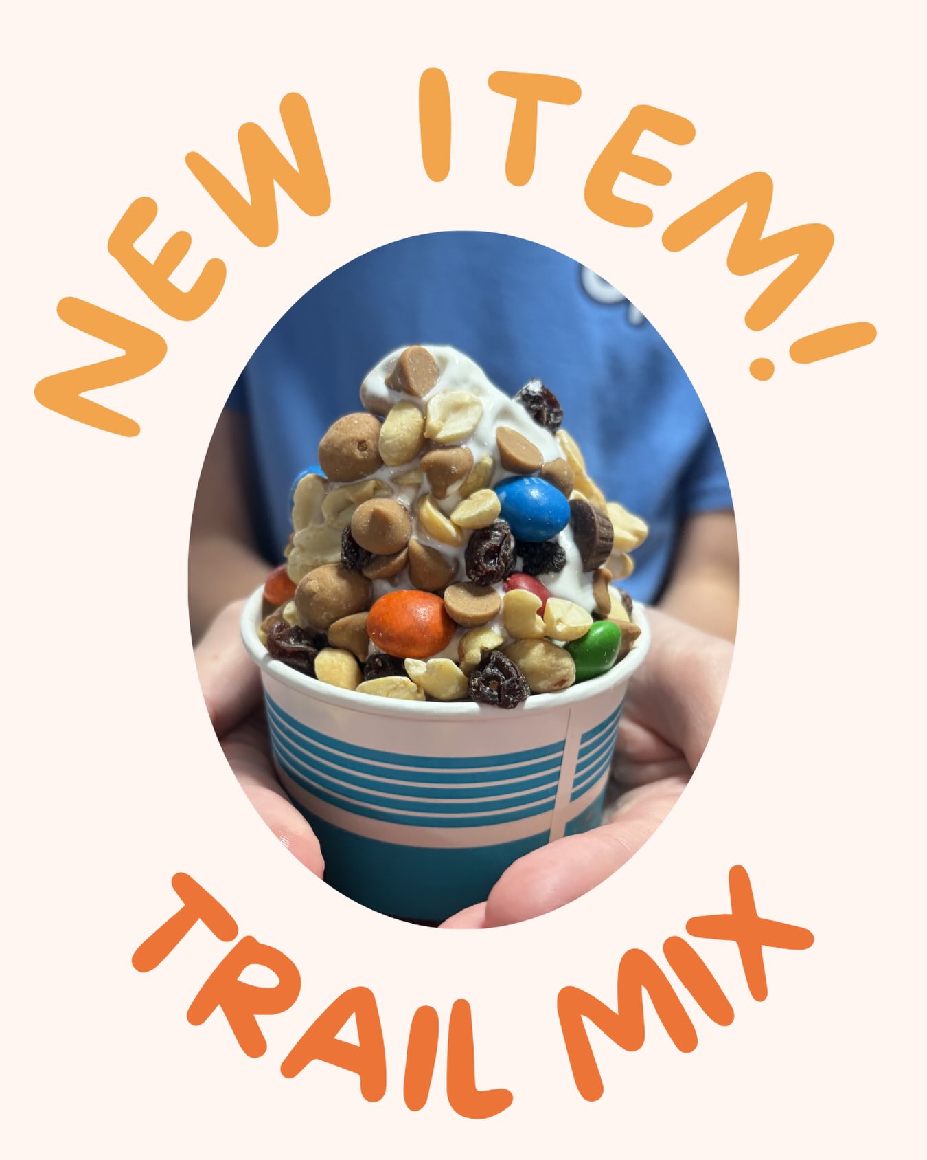 NEW TOPPING ALERT!
TRAIL MIX 🥜🤤
Loaded with:
~ Peanuts
~ Peanut butter chips
~ Raisins
~ M &M’S
~ Peanut butter chocolate candies
~ Peanut butter pretzel balls
~ Mini peanut butter cups
The perfect sweet & salty crunch to top your favorite ice cream! Trust us… you have to try this one! Available while supplies last!