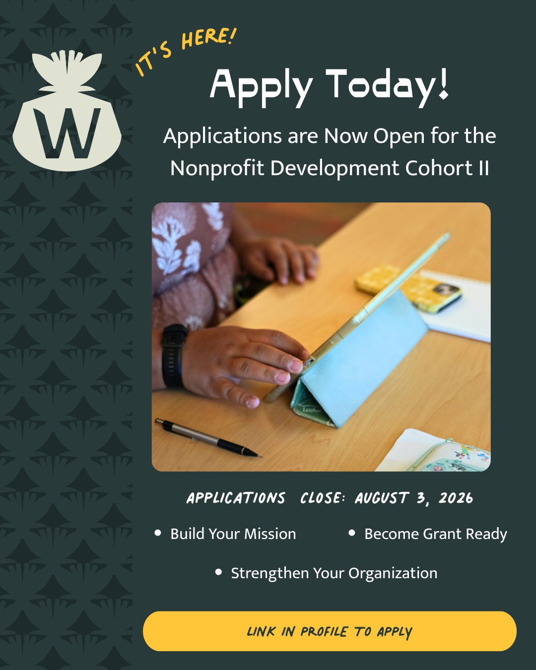 If you're leading a new or emerging nonprofit and you're ready to build the strong foundation funders look for, the Nonprofit Development Cohort II is for you.
Join us to strengthen your organization, build grant-ready systems, and gain the tools and support to pursue sustainable funding.
📅 Applications close August 3, 2026.
🔗 Apply through the link in our bio.