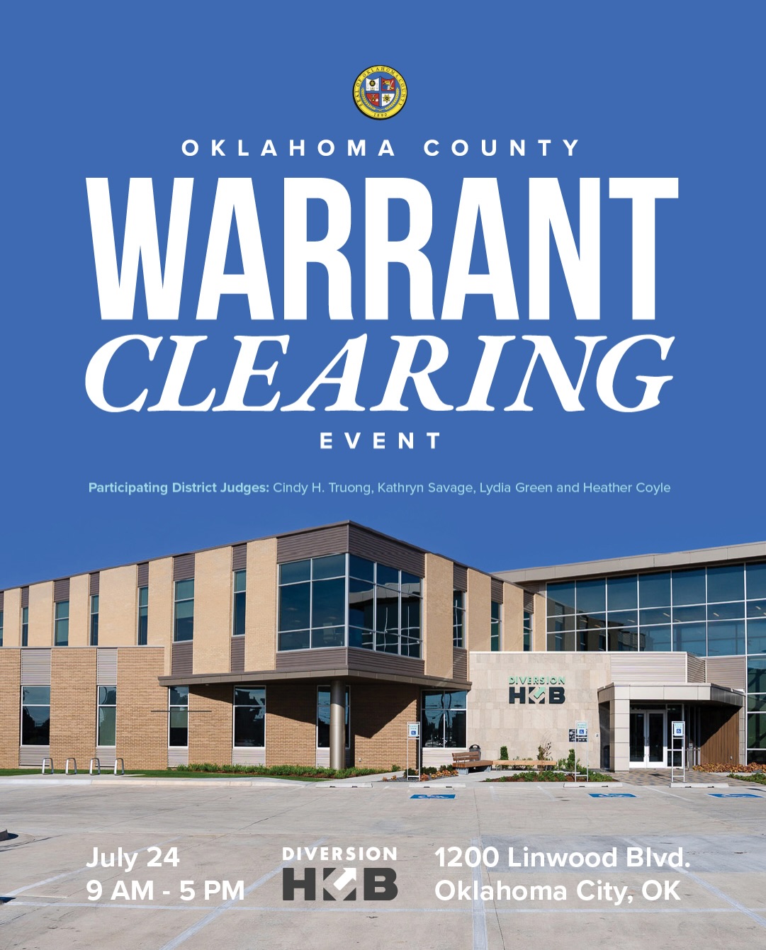 Oklahoma Countyโs next Warrant Clearing Event will be at Diversion Hub (@okdiversionhub) July 24 from 9:00 a.m. to 5:00 p.m.
Individuals will have opportunities to pay fees, get on payment plans, and reset court dates.
Need a lift? Give Diversion Hub a call at 405-594-8843.๐