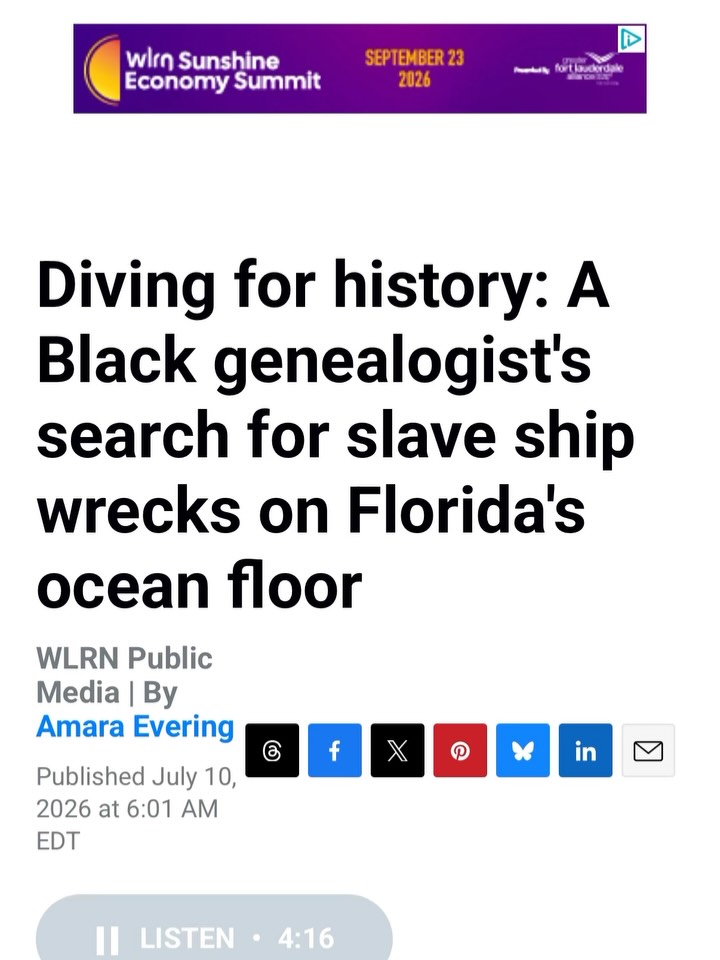 SOUND ON! 🔊
This one means a lot.
We’re honored to be featured by WLRN, Miami’s NPR affiliate, sharing the story behind our journey to Key Largo and the work Our Genetic Legacy is doing to help uncover African and Indigenous history and ancestral legacy.
Thank you to Amara, @amaraever, for spending the day with us and sharing our work.
Shout out to Kenneth Stewart of @divingwithapurpose for connecting us with Amara. We are grateful for your mentorship and continued support.
Watch the clips, then head to the link in our bio to read/hear the full story.
This is just the beginning. 🌊💙
#OurGeneticLegacy #WLRN #NPR #BlueEconomy #MaritimeArcheology