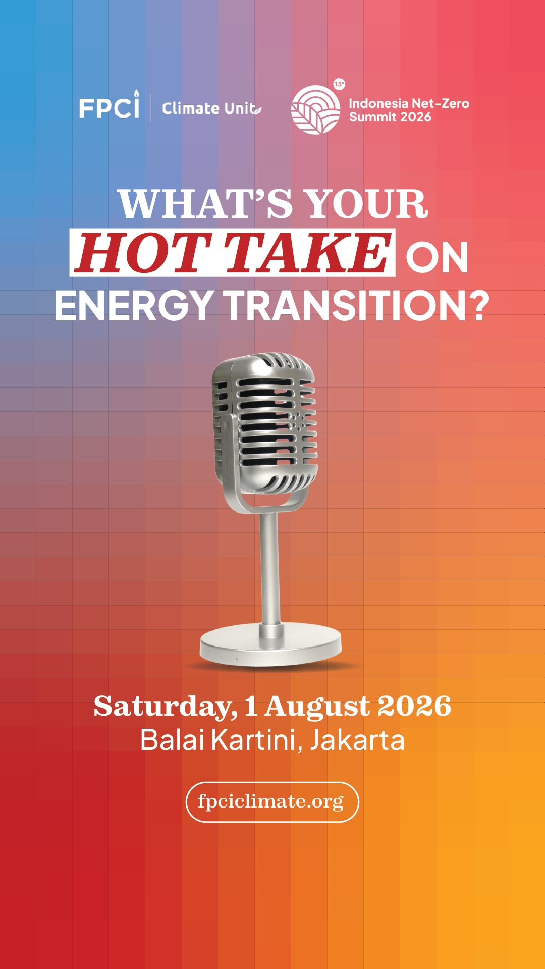 We’re sharing our hottest takes on the energy transition! 🔥
Curious to hear them? Watch the video and see if you agree!
Want to dive deeper into the conversation? Join us at Indonesia Net-Zero Summit 2026.
🗓️ Saturday, 1 August 2026
📍 Balai Kartini, Jakarta
🎟️ Register for your FREE ticket at fpciclimate.org
So, what’s your hot take on the energy transition?
#energytransition #hottake