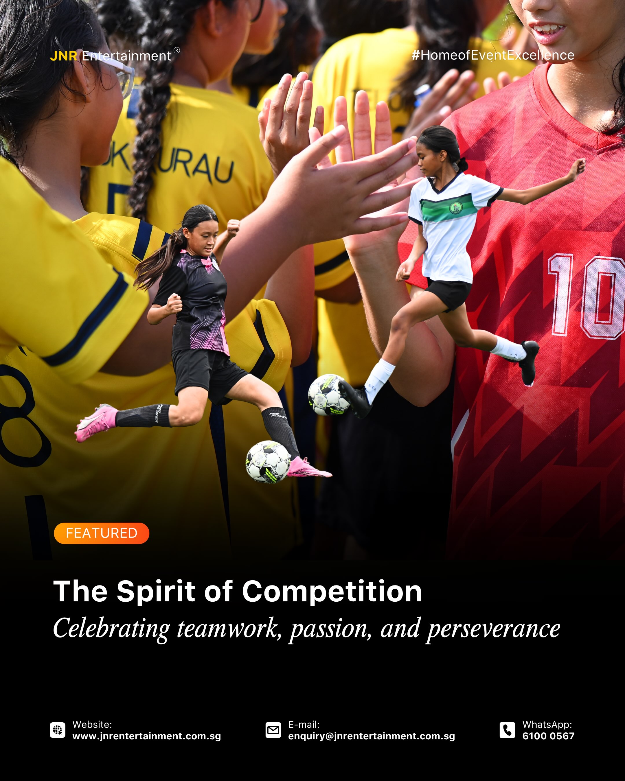 Where every game counts π
The National School Games brought together young athletes to showcase their passion, determination, and sportsmanship, creating an exciting atmosphere filled with energy and team spirit.
More than just a competition, it was a celebration of teamwork, perseverance, and friendship. Every match, every cheer, and every achievement made the event a memorable experience for participants and supporters alike. π
βοΈ enquiry@jnrentertainment.com.sg
π± 61000 567
π www.jnrentertainment.com.sg
#EventManagementSingapore
#SportEvents
#EventProduction #JNRentertainment
#EventExperience