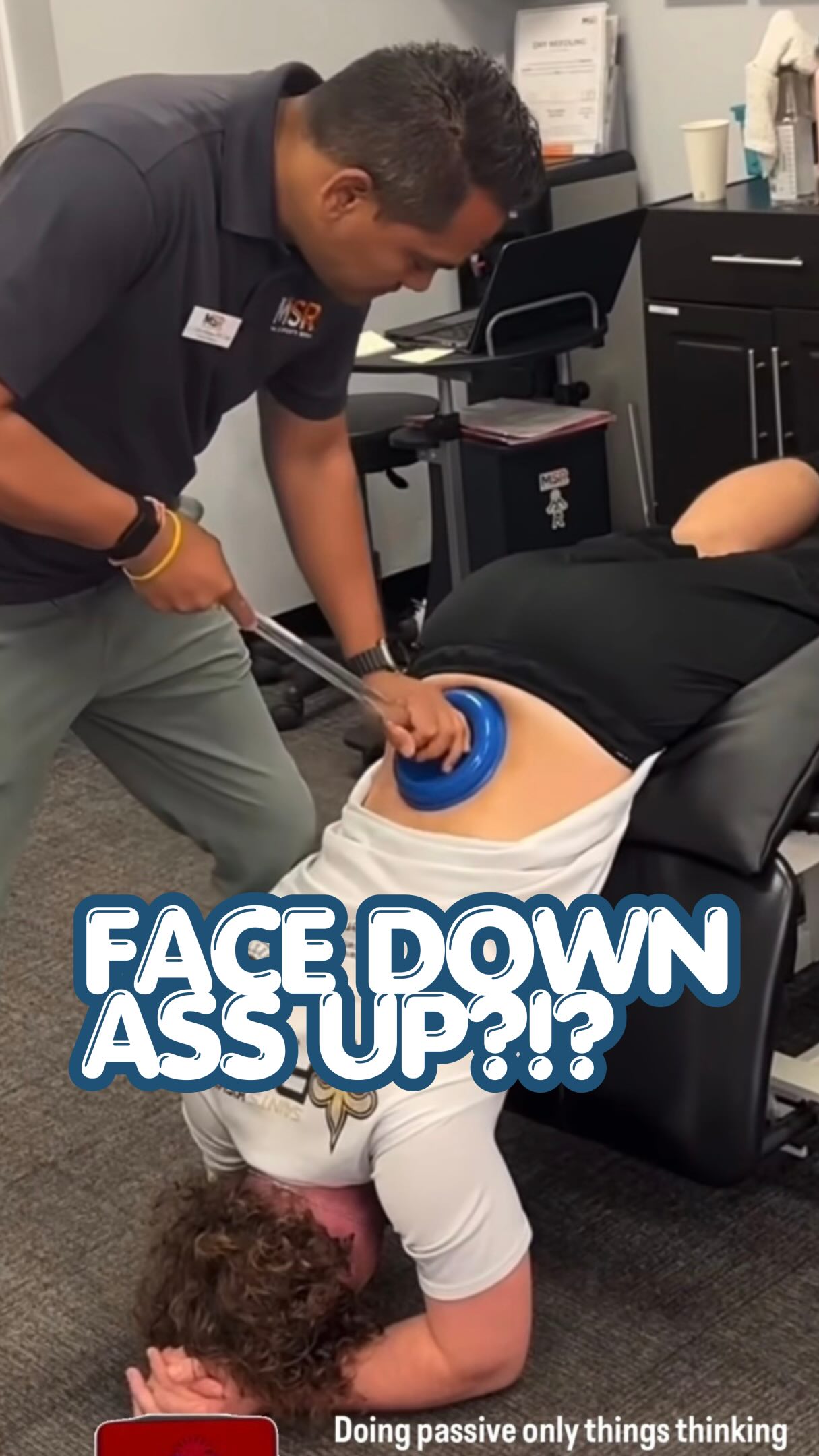 Maybe skip the providers treating your low back like a clogged toilet — an aggressive plunger face down, rear up over a table like they’re auditioning for a Ludacris music video is not evidence based practice. Just sayin. 😅 We know there is no one specific best intervention for low back pain, but this definitely ain’t it. #whatTheCupWednesday.