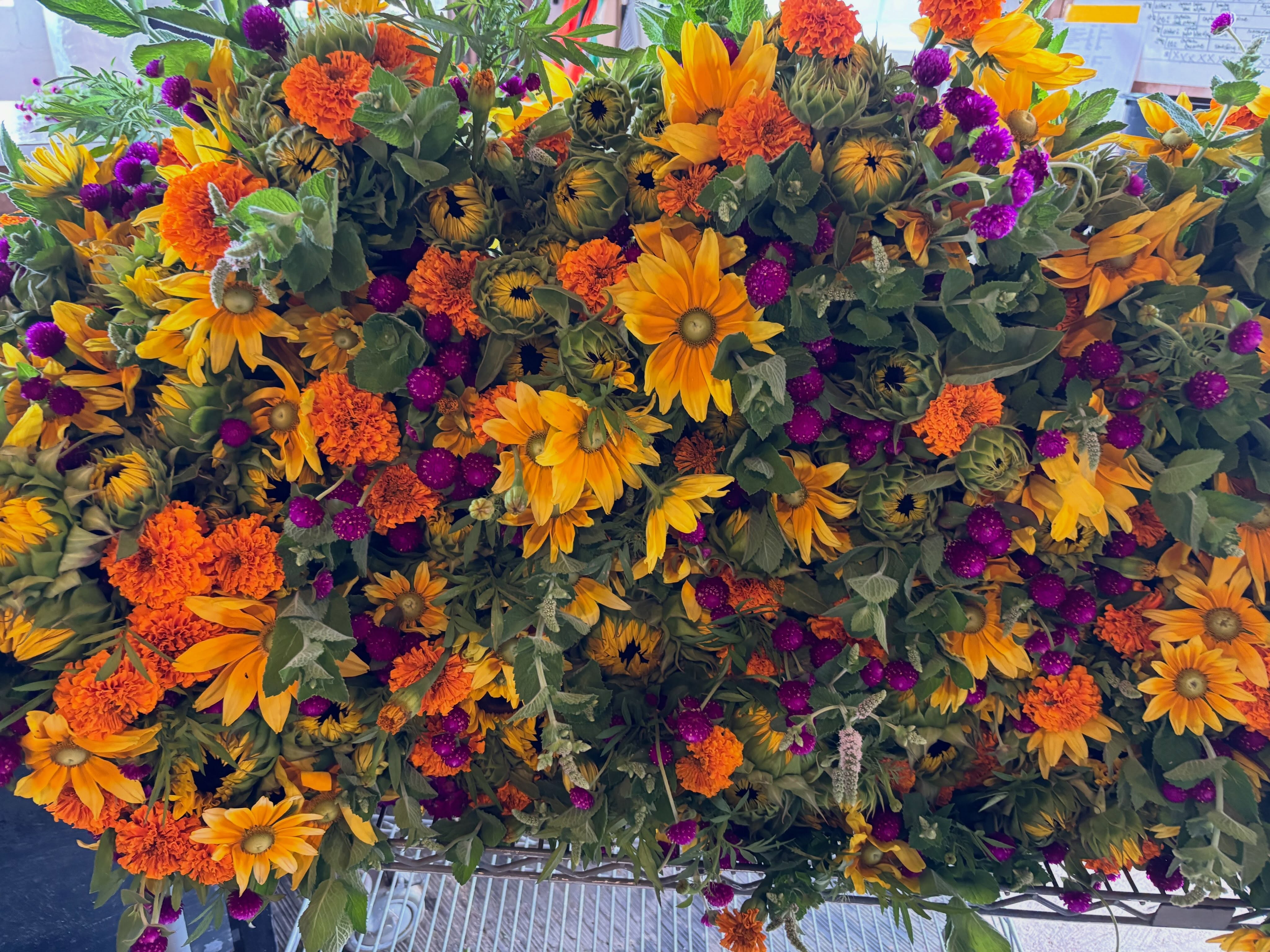 The rudbeckia is only around for a couple of weeks. It feels like smiles in a bouquet.