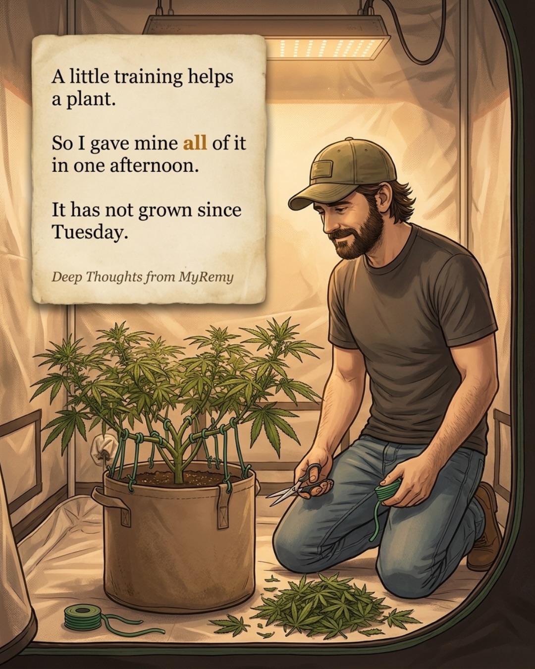 A little training helps a plant, so you top it, tie it down, and strip the leaves all in one afternoon.
Each move is a separate stress the plant has to recover from, and stacked together they put the whole grow on pause.
If you want the gentle version, the Bud Clips from Bud Trainer are the one move we reach for first. A clip bends a branch without cutting anything, the plant keeps growing while it adjusts, and you get to read the response before you decide on move two. We keep @budtrainer.official clips on the shelf at @GZGrowShops because one clip at a time is exactly how training is supposed to work.
Do you make one change at a time, or do you fix everything in one sitting?
#GZGrowShops #MyRemy #planttraining #lowstresstraining #growtent