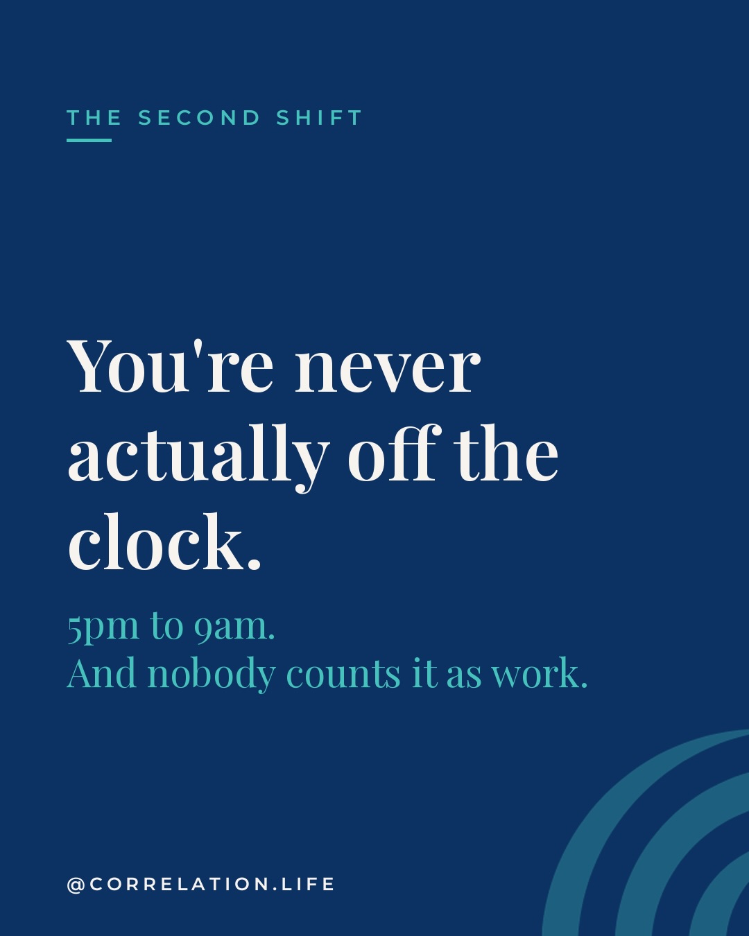 The second shift isn’t a mood. It’s 5pm to 9am.
Dinner, baths, bedtime, the 3am wake-up, the pre-dawn scramble — and then the 9-to-5 starts. The longest shift of your day is the one nobody counts as work.
And it’s not just the doing. It’s the remembering, the tracking, the noticing what everyone needs before they need it. The email answered before your eyes are open. The to-do list running during bath time. The deck that surfaces at 11pm.
None of it is on your calendar. But it runs the whole time. It has a name — the mental load — and it’s a job you’re not getting paid or credited for.
So when you’re wiped and it “doesn’t add up,” because you didn’t do that much — hear me: you did. All day. In a tab that never closes.
You’re not failing at the visible stuff. You’re doing it while carrying the invisible stuff, with nothing underneath either one. Reminder apps don’t fix a load this size. It’s not a you problem. It’s a setup problem.
If you want to see how much you’re actually carrying, the Mom Transition Snapshot is a quick, honest read on where your energy’s really going — the invisible stuff included. Link in bio.
Which one was a little too specific? 👇