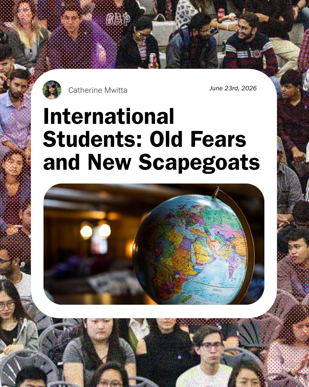 Who gets blamed when systems begin to fail?
In her latest article for The 44 North, Catherine Mwitta examines the growing tendency to frame international students as the cause of Canada's housing, healthcare, and affordability challenges. Drawing on history and current events, she argues that scapegoating newcomers distracts from the deeper policy decisions that shape these crises.
As public conversations around immigration become increasingly polarized, Mwitta looks beyond fear and rhetoric and considers who benefits when blame is placed on those with the least power.
Read the full article on our website now - 🔗 LINK IN BIO 🔗
👉 The 44 North is a digital bi-monthly publication dedicated to informing, empowering, and amplifying youth voices. Want to write for us or support young storytellers? Check the 🔗 LINK IN BIO 🔗👈