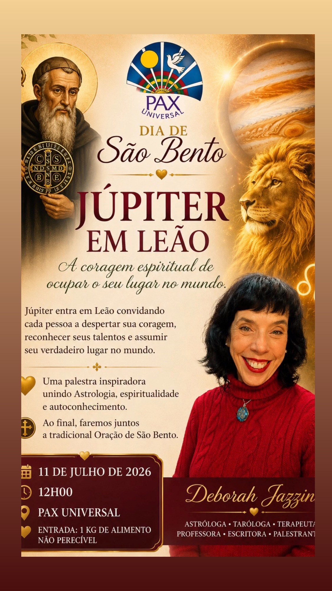 Convido você para estar comigo presencialmente nesse sábado, na @carmenbalhestero na Pax, para uma palestra que será um divisor de águas para as suas ações desse segundo semestre. Até já!
#astrologia #autoconhecimento #jornadadatransformação #oracaododia #saobento