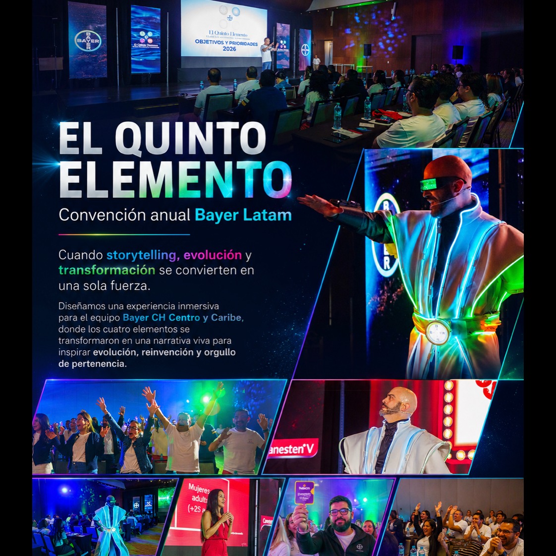 Un evento puede informar. Una experiencia puede transformar. Ese fue el desafío que nos planteó Bayer CH, Centro y Caribe: no solo reunir a su equipo en una convención, sino lograr que cada persona se sintiera parte de un mismo propósito. A través del storytelling diseñamos una experiencia donde cada elemento tenía un significado y donde el verdadero quinto elemento no estaba sobre el escenario, sino en quienes lo vivieron. Porque cuando una historia conecta con las personas, el mensaje deja de escucharse por un momento y comienza a permanecer en la memoria. Ese es el tipo de proyectos que nos apasiona crear en Imaginación Edushow. ¿Qué tendría que pasar en tu próximo evento para que las personas lo recuerden mucho tiempo después? Haz que cuente.
#Storytelling #EventosCorporativos #ExperienciasQueTransforman #EventMarketing #hazquecuente