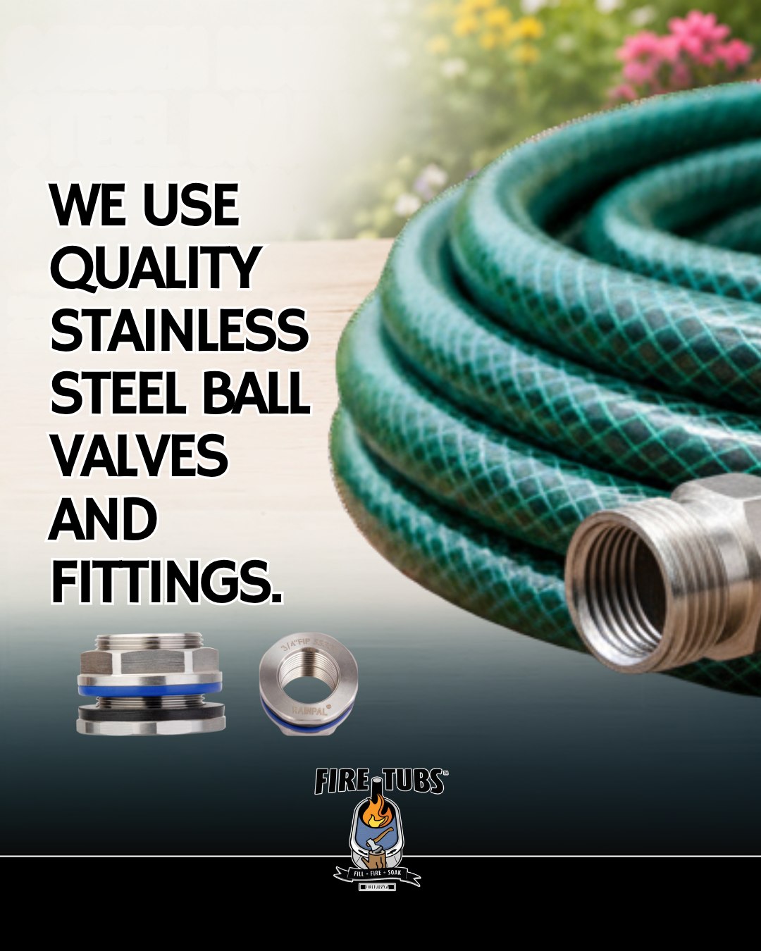 Why does Firetubs keep it simple?
At Firetubs, every design choice has a purpose. That's why we use standard garden hose fittings instead of specialized connections.
With a Firetub, you already have everything you need. Simply connect your garden hose to fill or drain your tub with ease.
Because Firetubs use a clean, freshwater system without chemical treatments, the water doesn't have to go to waste. Reuse it to water your lawn or garden, or return it to a natural source where appropriate.
We also use premium stainless steel ball valves and fittings for long lasting durability, reliable performance, and leak free operation, so you can spend less time on maintenance and more time enjoying the outdoors.
Fill, Fire, Soak.
#Firetubs #WoodFiredHotTub #GardenHose #OutdoorLiving #CabinLife #LakeLife #MadeInCanada #CanadianSummer #BackyardRetreat #BuiltToLast