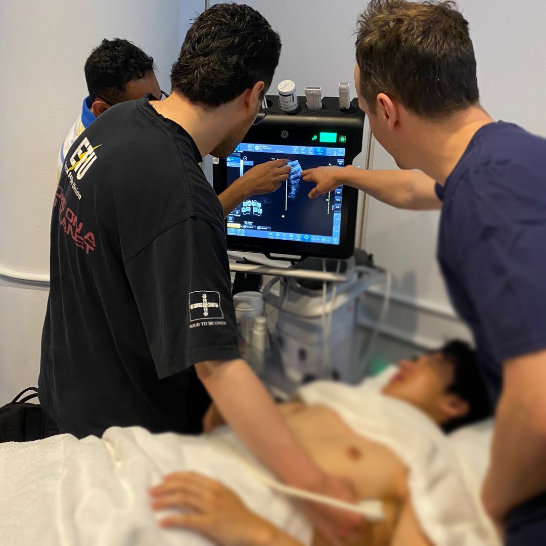 Where did your POCUS journey begin?
For many clinicians, it starts with the fundamentals.
This two-day Melbourne course is designed to help you build confidence in the core ultrasound applications used every day in acute care, before progressing to Echo Guided Life Support (EGLS) and the assessment of shock and respiratory failure.
Expect hands-on scanning, practical teaching, and plenty of opportunities to learn from experienced faculty in a supportive environment.
Whether you join us for one day or both, you'll leave with skills you can put into practice on your next shift.