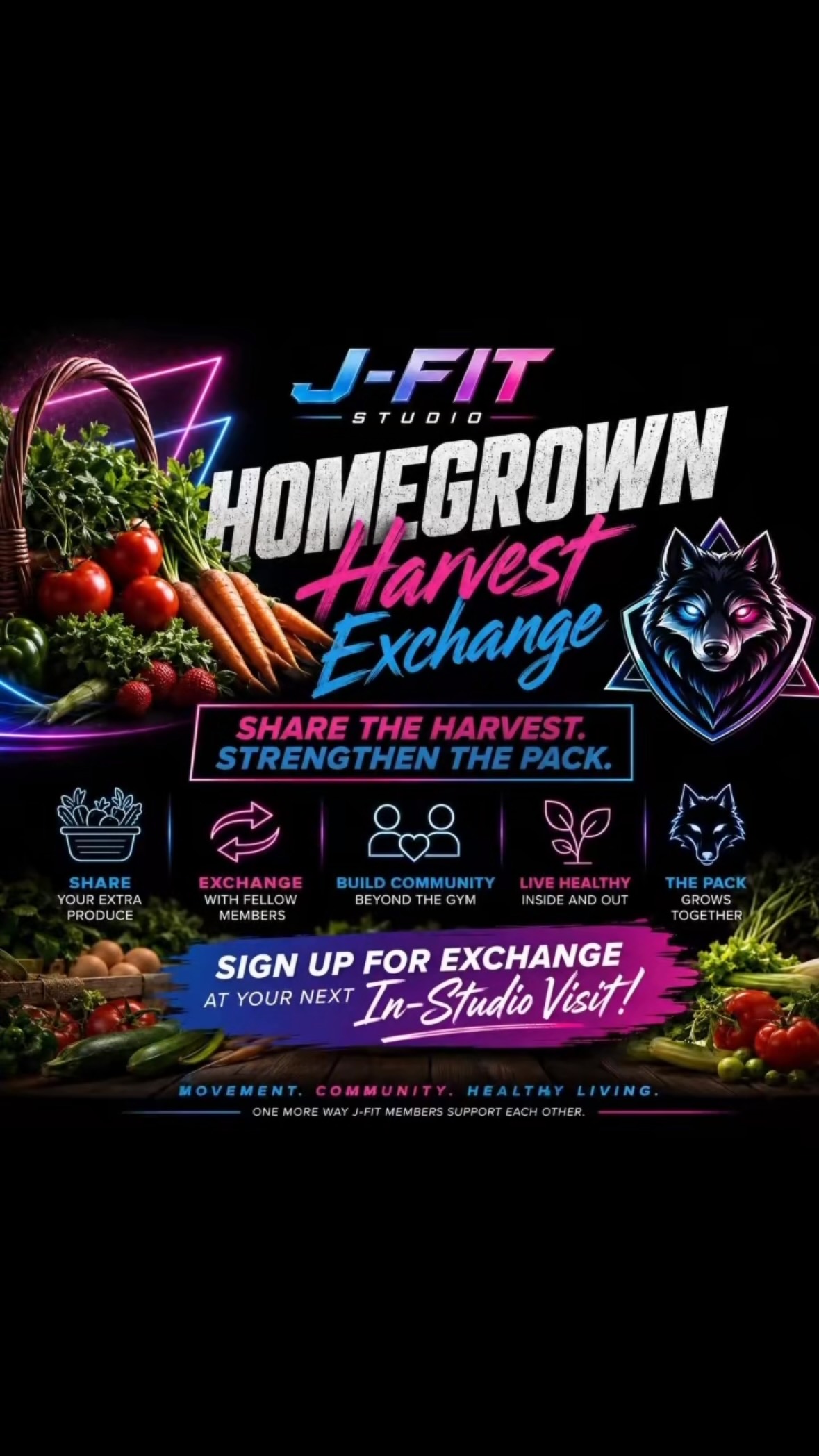 🌱🐺 The Pack Grows Together.
One of the best parts of being in a community is sharing with one another.
Do you have a garden overflowing with tomatoes, peppers, cucumbers, herbs, squash, fresh eggs, or other homegrown goodies? Bring your extra harvest to J-FIT and connect with fellow members through our new Homegrown Harvest Exchange! 🍅🥒🥕🌿
Whether you’re sharing a basket of fresh produce or looking to take home something new, it’s a simple way to support one another while encouraging healthier living.
💙 Share what you have.
💗 Exchange with fellow members.
💜 Build community beyond the gym.
📋 Sign up for the Harvest Exchange during your next in-studio visit!
Because at J-FIT, we’re more than a gym—we’re a Pack.
#JFITStudio #ThePackGrowsTogether #HomegrownHarvest #CommunityStrong #MovementIsMedicine HealthyLiving LeanderTX CedarParkTX SupportLocal GardenToTable FunctionalFitness StrongerTogether JFITCommunity