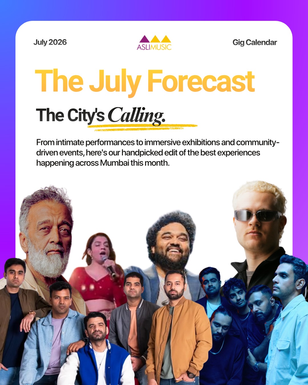 Mumbai’s got no shortage of things to do.
But if you’d rather spend your evening discovering a new artist, revisiting an old favourite, or standing too close to a speaker for a few hours... we’ve got you covered.
Here are a few gigs happening in and around the city that caught our attention this month.
Got another show people should know about? Drop it in the comments. 👇
See you by the stage.
#GigAlert #MumbaiMusic #LiveMusicMumbai #MumbaiEvents #AsliMusic