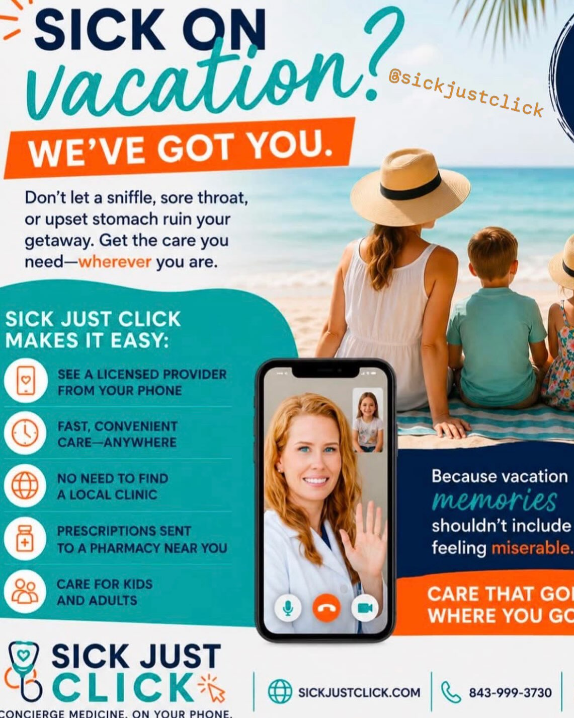 We recommend SickJustClick for all of your urgent care needs! Book online to see provider now www.SickJustClick.com