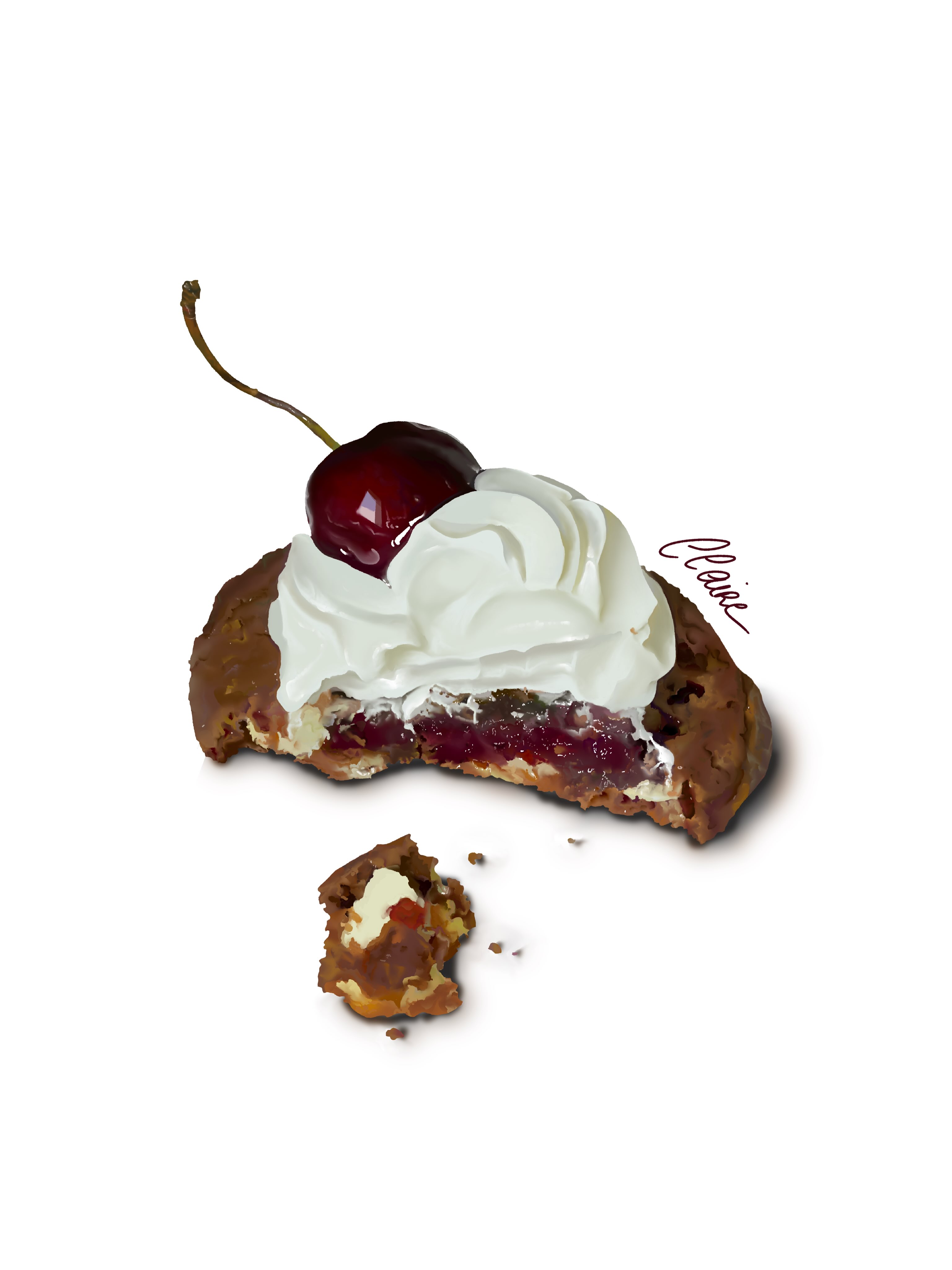 Nouvelle recette illustrée de cookies inspirée de la fameuse forêt Noire 🍒 Pâte a cookie chocolat, compotée cerise et chantilly à la vanille ✨
Une alliance entre l’intensité du chocolat noir et la douceur légèrement acidulée de la cerise, une association gourmande que j’aime autant illustrée que déguster.
~
Réalisée en 2h30 sur @procreate
~
#pâtisserie #illustration #cookie #recette #dessin