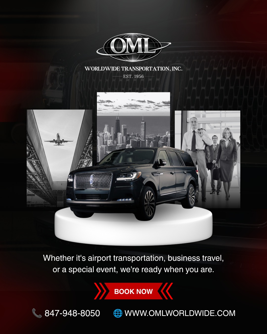 Looking for reliable, professional Chicago chauffeur service or worldwide ground transportation?
At OML Worldwide, we deliver seamless, first-class transportation backed by a trusted global network. Whether you need Chicago airport transportation, executive travel for business, or ground transportation in cities around the world, you can count on consistent, professional service every step of the way.
From O'Hare and Midway airport transfers to corporate travel, special events, and executive transportation, we're ready when you are.
Experience transportation on a higher level.
Ready to book or have a question? We'd love to help.
đ 847-948-8050
#OMLWorldwide #LuxuryTransportation #CorporateTravel