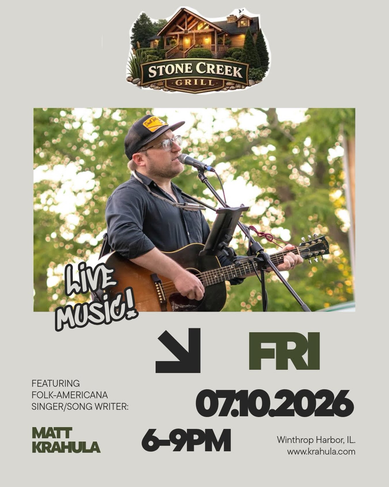 Tonight I’m back at one of my favorite spots, Stone Creek Grill. I’m there from 6-9pm. Come by and listen to some tunes while enjoying their amazing food.
#stonecreek #winthropharbor #livemusic #livemusicwinthropharbor #illinoislivemusic