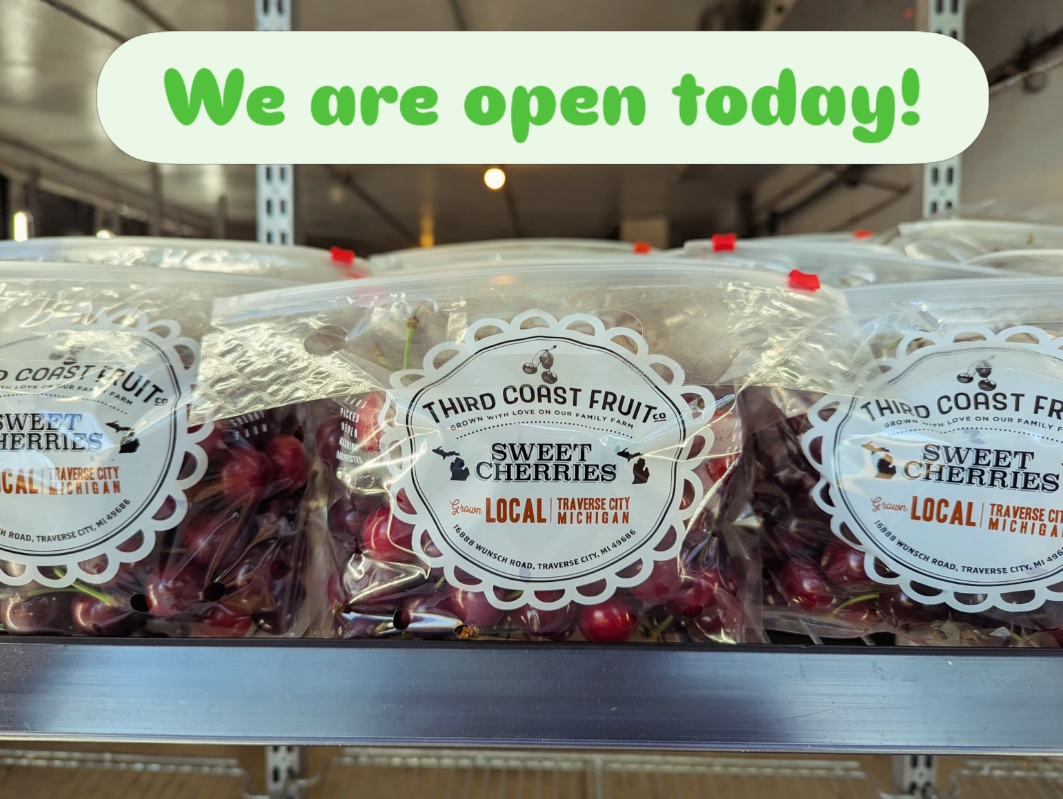 We are open this weekend and every day next week, including today, from 10am - 6pm. Our mid season variety is ripe so come on by!