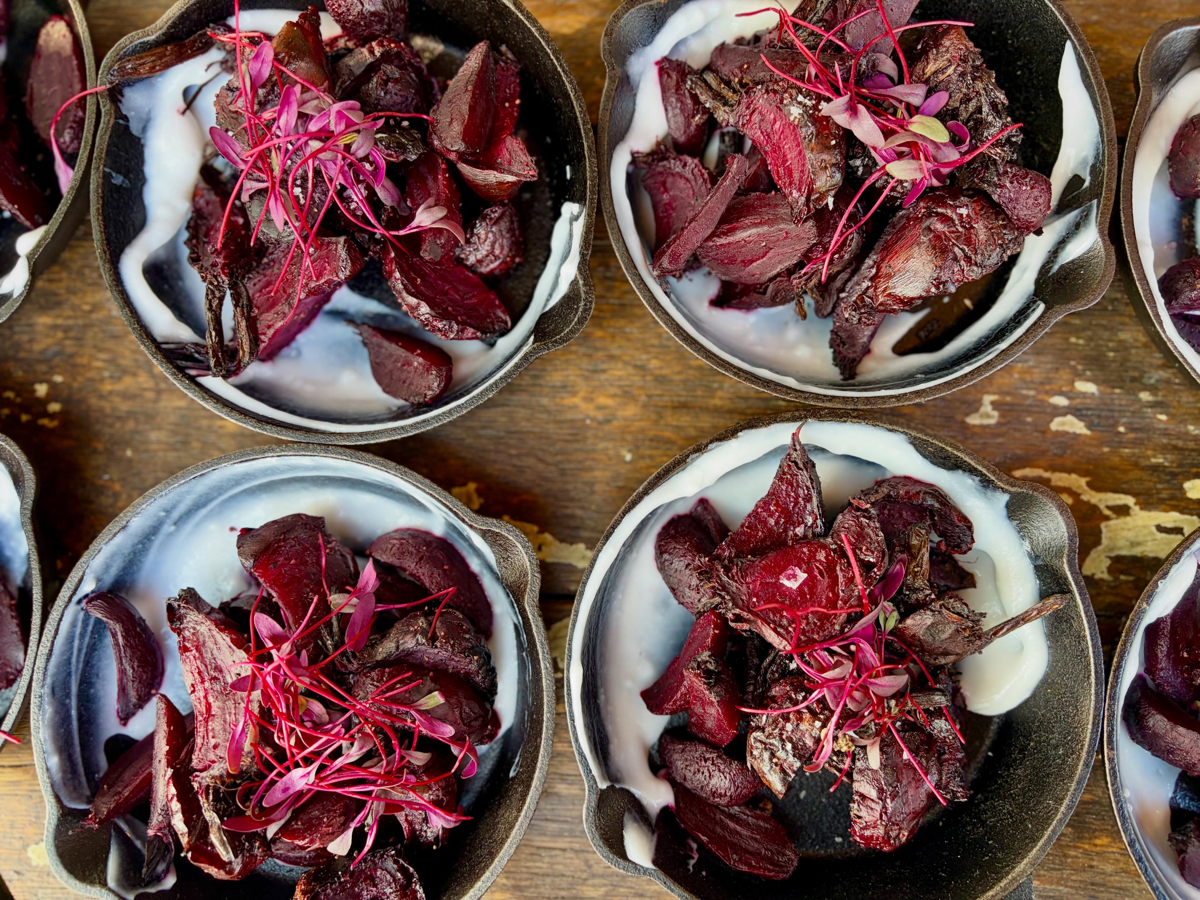 Coal Roasted Beets. Coconut Yogurt.
•
#amusebouche #farmtotable ##summerwedding #knowyourfarmerknowyourfood