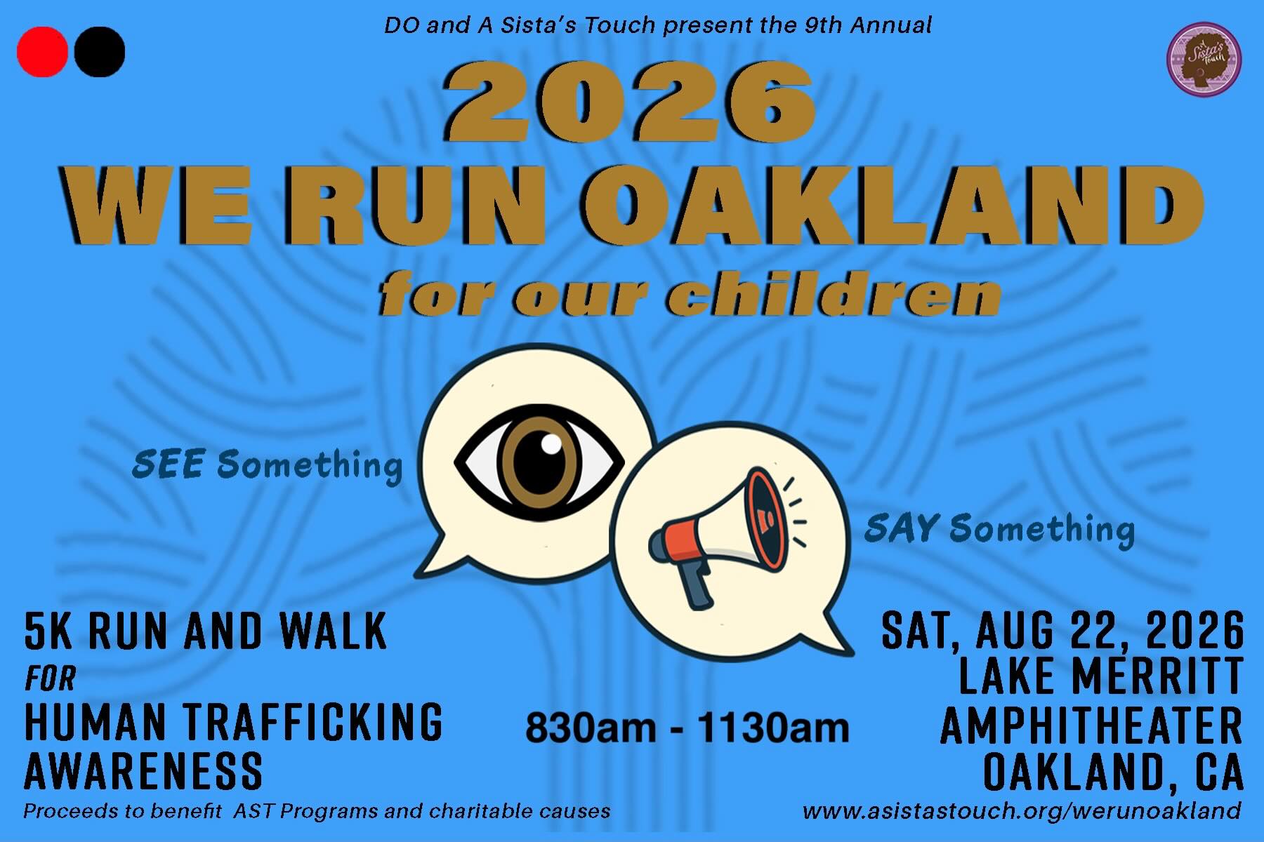 Change begins within. Join us as we gather for our 9th annual 5k, to raise human trafficking awareness; We Run Oakland: For Our Children @dopeonlymarketing @ms_brndlyn @team_brownee @ms_brndlyn @team_brownee @mrztcampbell @esinchill @tiptopshape_ @moesoul1 @dr.jyjohnson @luvmode37 @highlyfavored1.src @soroptimistoakland @knotourkidz @moes.sc.essentials @care_symposium @alamedacountysheriff @acprobation register at www.asistastouch.org/werunoakland