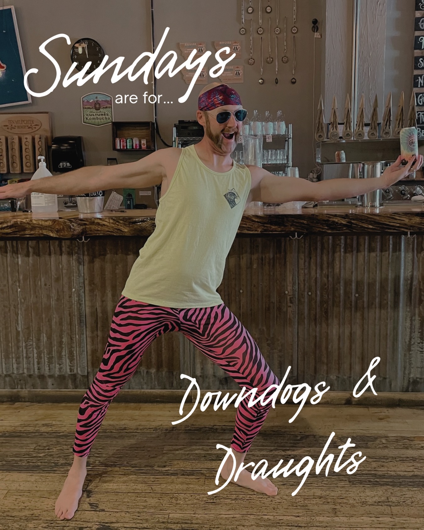 Join Lizzy this Sunday at 10:00am for Downdogs and Draughts! $15 for the class and a drink ticket! Get out of the heat and onto your mat. See you at Ten Mile!