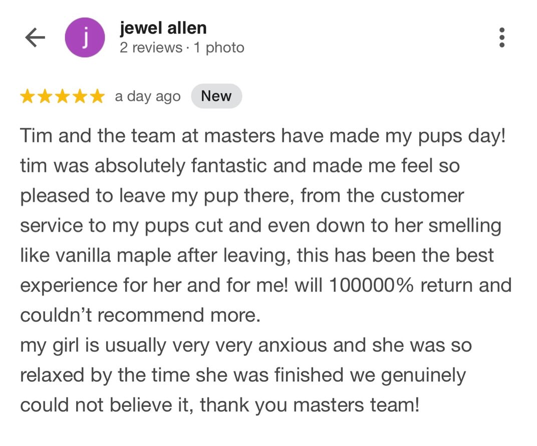 To all of our beautiful customers that have left us on Facebook gorgeous and super generous , five star views…
We wanna let you know how much this means to us not just personally but as a business working hard to do the right thing for all the dogs that walk through our doors!!
THANK YOU 🙏 thank you for making a difference! You are a positive force and we love you for it 🩷🐶🥰 #masterspetgrooming #5starreviews⭐️ #love #smallbusiness
