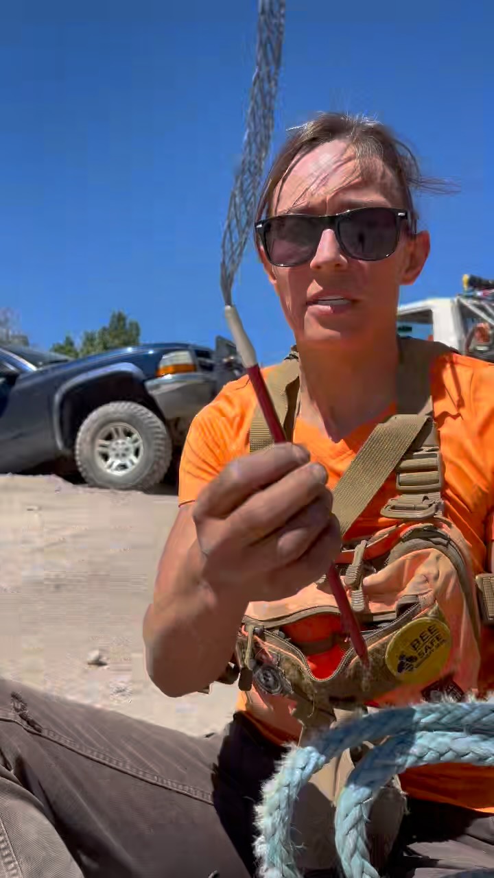 Difficult terrain, heavy truck fully loaded with everything but the🚰 and some questionable choices make for a long but fun day on the trail.
1: I should NOT be standing in the bite. I had an excuse about line of sight but clearly it was not worth it. It never is. We do our best to calculate load, inspect rigging to prevent this from happening, but when/ if it does it’s best to be out of the death 🔺
2: I knew something was wrong when it took three wraps of the winch drum to get most of the slack out of the extensions. With over 400’ of line out on a 45* slope there’s going to be some stretch and vertical height to account for. The 1/2” amsteel-blue line rated to 30,000lb was compromised somewhere along the bury after a few years of continuous rescues in rough environments. It didn’t pull out the bury but just broke all of the fibers at the end.
3: The extension had dirt and debris working its way into the fibers of the rope for a long time and several really heavy rescues. This wears out ropes at an exponential rate. We ask a lot of our winch extensions and they are expensive to replace at that length and diameter.
4: A better chock and line lock. We do not put the truck in gear because I want it running while pulling and it’s a manual transmission. We have scotch blocks (favorite tool) but don’t work well in situations like this. The truck was chocked in the front with a massive boulder, but then moved back when we started to pull (normal) so when the line broke it allowed it to move forward a couple feet. Natural reaction was to stop it.
With a large rock under the passenger rocker panel and an undercut from spinning the rear tires, the truck had zero tire contact. I estimated the truck alone to weigh about 6k lbs, at least 2500 lb’s of camper and gear on a 45 degree slop with zero tire contact. With that much weight I double the load, which is about 17k lb’s. I just run that up to 20k and we’re getting close to our working load limit without any additinal variables. Switched our anchor for a better angle on the redirect and more of a lateral pull to get the rear tire to climb #FROSTED ☃️🪢 #easternsierra #rescue #towing #easyday