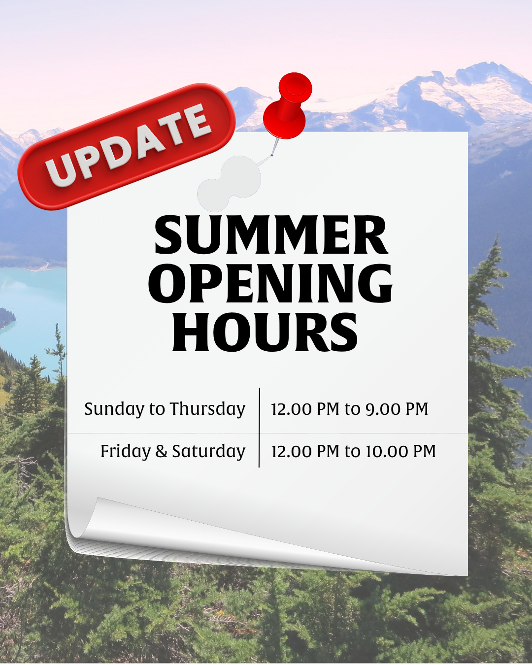 New summer hours- we'll be open an extra hour each day, for you to enjoy your favourite brews for a little longer.