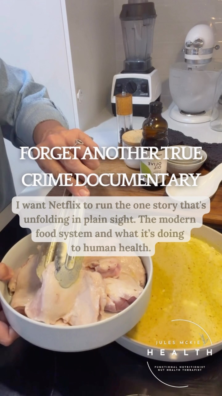 Forget another true crime documentary.
It’s time Netflix investigated the one true story that’s been unfolding in plain sight for decades.
The modern food system!
A story about…
🎬 consumable products designed to be hyper-palatable.
🎬 scientists paid to engineer ingredients to trigger the brain’s reward system.
🎬 why these foods are so hard to stop eating.
🎬 billions of dollars spent convincing you that convenience is healthier than home cooking.
🎬 supermarket aisles where colourful packaging gets more attention than ingredients.
🎬 a marketing system that’s convinced you that “health” can be found in a box.
🎬 why most people are never taught how to read a food label.
We’ve been told to eat less salt, fat, and red meat…
👉 When we should be taught the risk of consuming ultra-processed foods.
We’ve been taught how to count calories…
👉 When we should be taught how to decode and count numbers.
We’ve been convinced that convenience is the solution…
👉 When we should be asking why so much of what’s sold as “convenience” contains ingredients that barely resemble food at all.
This isn’t about spotlighting individual choices. Most of us are just doing the best we can with the information we’ve been given, and trusting the FDA has our health at the centre of each approval.
But if more people understood how food is formulated, marketed and sold, and what it’s really doing to their health, would they shop differently? Or would convenience prevail?
I think most people want to feel better. So my hope is they would choose better if they knew and the system was transparent.
But the biggest plot twist of all.
You don’t need to rely on a weaponised food system for transparency.
Because the most powerful thing you can do for your health doesn’t require the system to come clean.
It starts with you making better choices about what goes into your shopping basket.
🗳️ Every basket is a vote
📧 Every meal is a message
⚔️ Every whole food choice is an act of rebellion
🎬 If you were helping Netflix make this documentary, what would you call it?
My favourite title is in the comments below… ⬇️
Yours in good health,
xJules
