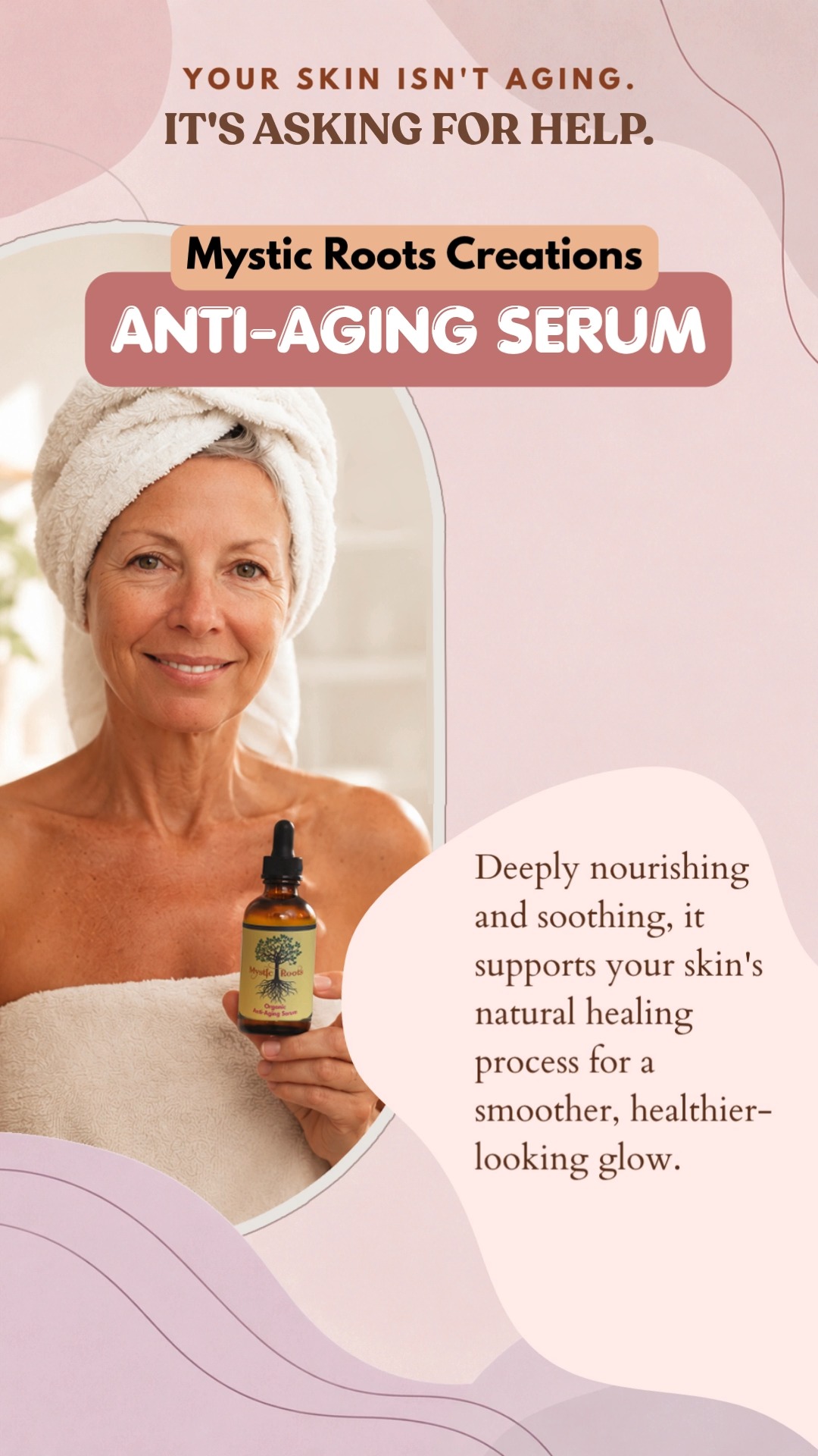 A little luxury, a lot of love for your skin. Mystic Roots Anti-Aging Serum is made for your glow-up ritual.