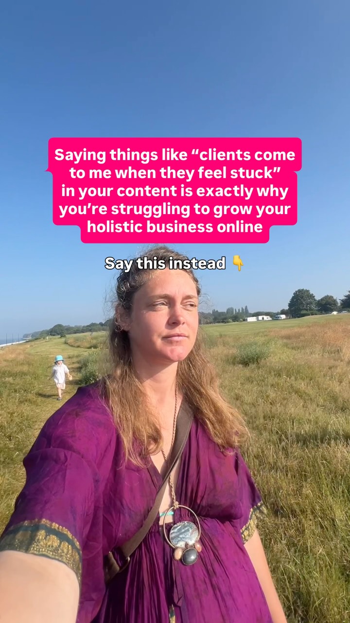 If you’re ready to make a big impact on as many people as possible and have an abundant business,
But at the moment your content isn’t bringing in new people,
It’s probably that you’re still describing your work in fluffy language, like this:
‘For when you feel stuck, this is a grounding space to soften, slow down and remember yourself’,
Instead of focusing on the tangible transformation you offer to a specific person, like this:
“Reiki healing for burnt out teachers who want to leave the bickering where it belongs - in the playground - rather than bringing stress home every evening”
When your ideal client understands the transformation your healing is going to bring to your life, that’s when they buy.
And that’s why I created Soulful Content that Sells - a free 7 day content plan for holistic businesswomen to learn how to communicate their work in impactful content that converts to aligned clients.
If you’re ready to learn how to describe your work in a way that resonates with the people who need you, just comment ‘plan’ to download it for free