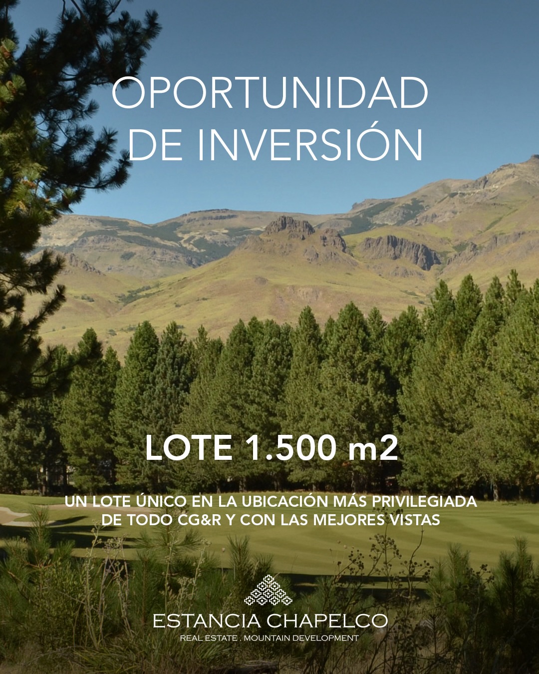 OPORTUNIDAD DE INVERSIÓN
¡Imperdible Lote! Este terreno es invertir y proyectar la casa tan anhelada en la Patagonia.
▫️El polígono de 1.500 m2 mejor ubicado de CG&R.
▫️En línea directa al acceso principal, frente al hoyo 2 y en el corredor con las mejores vistas abiertas hacia el campo de juego, los pinares y el cordón montañoso.
▫️ Cerca del epicentro social del complejo sin perder privacidad y rodeado de magníficas propiedades que lo circundan.
⛰️Vivir en Chapelco Golf & Resort es sinónimo de seguridad, servicios de primer nivel y conexión permanente con la naturaleza.
📩 Consultanos para más información:
info@estanciachapelco.com.ar
Estancia Chapelco, empresa desarrolladora y comercializadora de Chapelco Golf & Resort.
#estanciachapelco #chapelcogolfresort #patagoniabienesraices #loteenventa #sanmartindelosandes