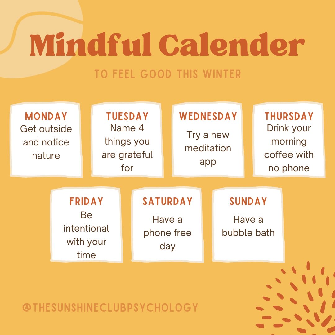 Mindfulness always! Here’s a little mid winter mindfulness challenge 🤍