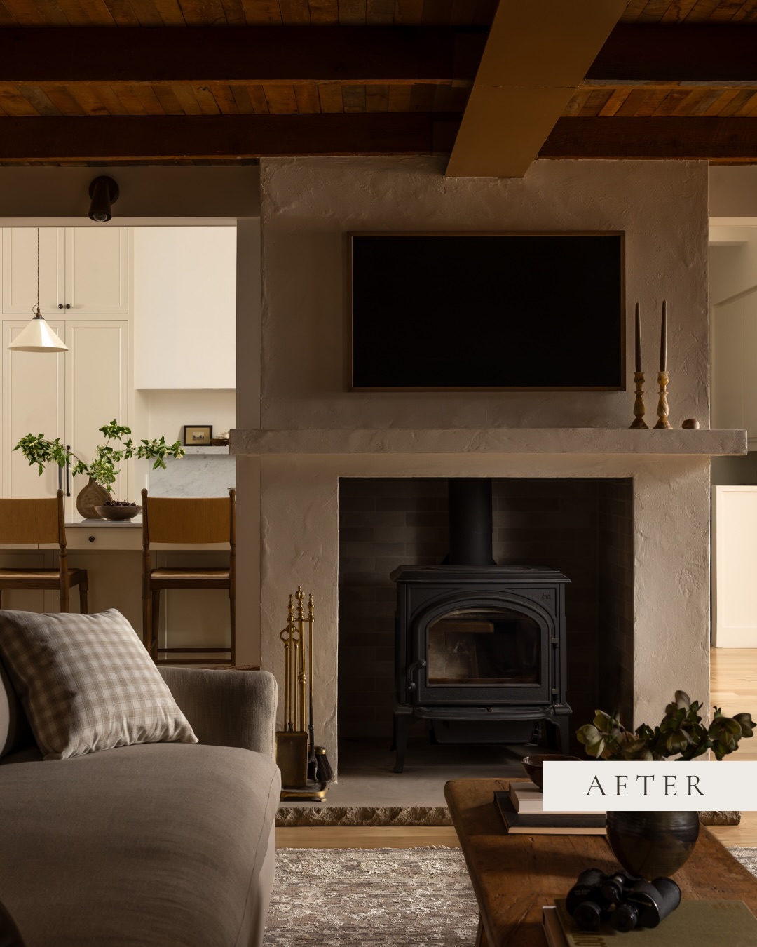 Some homes don’t need to become something completely different. They just need to become the best version of themselves.
For this cottage renovation, our goal was to honour the original bones and history of the home while improving the way it lives. We opened up the connection between the kitchen and den to create a much better flow, concealed the exposed steel around the fireplace, and replaced it with a handcrafted plaster surround that feels timeless and quietly beautiful.
The original wood ceilings and beams were never something we wanted to compete with. They tell the story of this cottage, so we embraced them, letting their warmth become the heart of the space.
The result is a moody, cozy den designed for slow mornings, rainy afternoons, and evenings curled up with a good book by the fire. Sometimes the most meaningful transformations aren’t about changing everything. They’re about respecting what was already there and making it work beautifully for today.
Swipe to see the before!
Designed by us
Styled by @withmichele
Photographed by @laurenweiler.photo
Contractor @alignedcontracting519