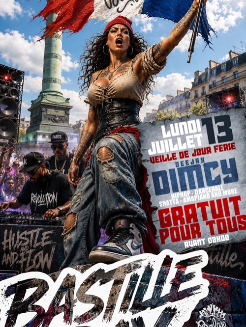 🇫🇷🔥 BASTILLE DAY AU BALAJO 🔥🇫🇷
Lundi 13 Juillet 2026
À l’occasion de la veille de la Fête Nationale, HUSTLE AND FLOW vous donne rendez-vous au mythique Balajo, au cœur de Bastille, pour une nuit exceptionnelle placée sous le signe de la fête, de la musique et de la bonne humeur.
📍 Balajo – 9 Rue de Lappe, 75011 Paris
🎧 DJ DIMCY aux platines
Préparez-vous à vivre une ambiance explosive avec DJ DIMCY, qui vous fera vibrer toute la nuit sur les meilleurs sons :
🎵 Shatta
🎵 Afrobeats
🎵 Amapiano
🎵 Hip-Hop
🎵 Zouk
🎵 Drill
Une sélection musicale 100 % festive pour célébrer la veille du 14 juillet jusqu’au petit matin !
🎁 OFFRES EXCLUSIVES
✨ Entrée gratuite pour tous avant 01h00
🍾 1 bouteille de bulles offerte pour chaque groupe de 5 filles
🥃 1 shot offert contre un avis Google ou Tripadvisor
🍾 RÉSERVATIONS & INFOS
Réservez votre table ou votre espace VIP dès maintenant.
📞 Emilio : 06 45 89 13 39
🎉 LE BALAJO, LE TEMPLE DES NUITS PARISIENNES
Avec son ambiance unique, son dancefloor mythique et son énergie incomparable, le Balajo est l’endroit idéal pour célébrer la veille de la Fête Nationale dans une atmosphère festive et conviviale.
📅 Date : Lundi 13 Juillet 2026
🕚 À partir de 23h00 jusqu’à l’aube
📍 Balajo – 9 Rue de Lappe, 75011 Paris
🚇 Métro Bastille – Lignes 1, 5 & 8
🇫🇷 Rassemblez vos amis, enfilez votre plus belle tenue et venez célébrer la veille du 14 Juillet avec HUSTLE AND FLOW !
BASTILLE DAY 2026 s’annonce déjà comme l’une des soirées incontournables de l’été ! 🔥