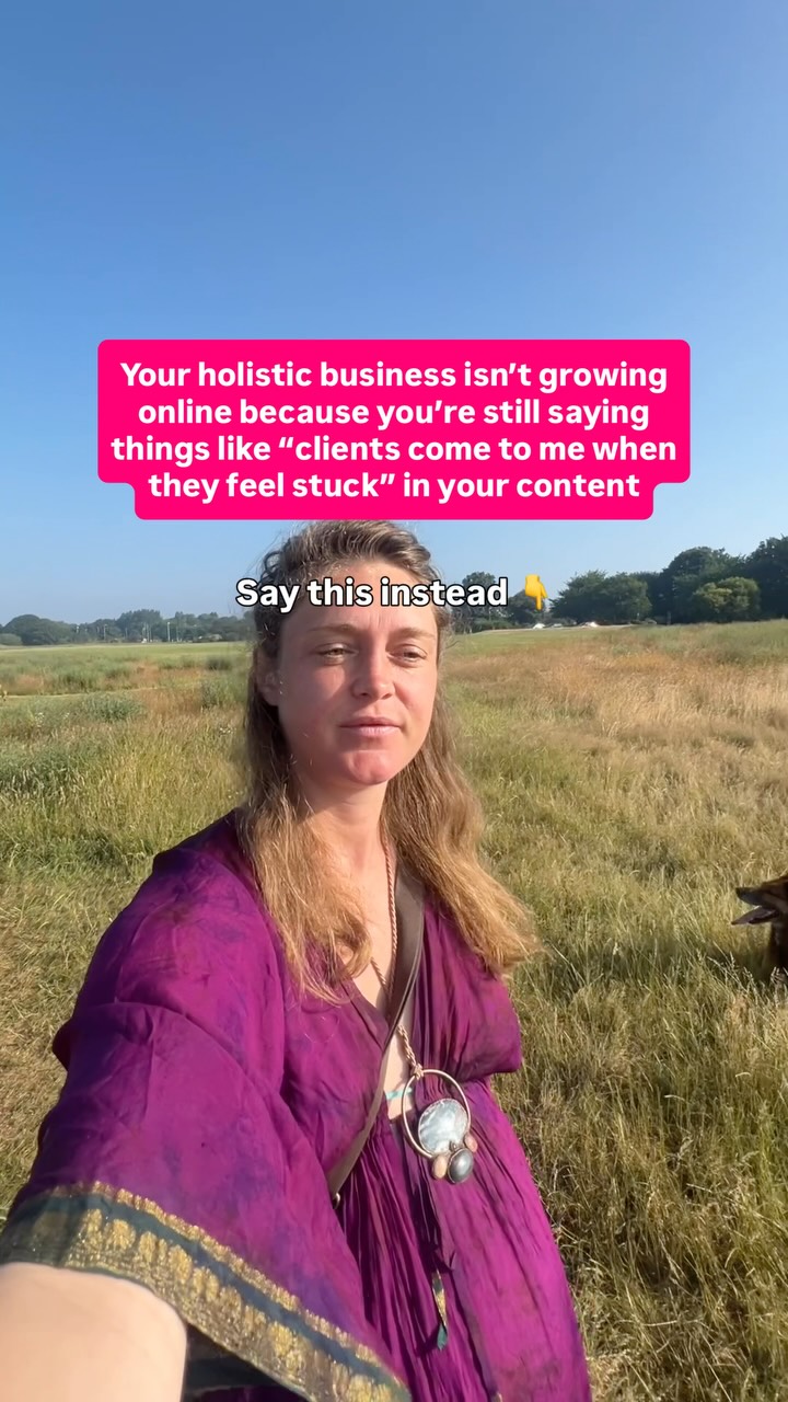 If you’re ready to make a big impact on as many people as possible and have an abundant business,
But at the moment your content isn’t bringing in new people,
It’s probably that you’re still describing your work in fluffy language, like this:
‘For when you feel stuck, this is a grounding space to soften, slow down and remember yourself’,
Instead of focusing on the tangible transformation you offer to a specific person, like this:
“Reiki healing for burnt out teachers who want to leave the bickering where it belongs - in the playground - rather than bringing stress home every evening”
When your ideal client understands the transformation your healing is going to bring to your life, that’s when they buy.
And that’s why I created Soulful Content that Sells - a free 7 day content plan for holistic businesswomen to learn how to communicate their work in impactful content that converts to aligned clients.
If you’re ready to learn how to describe your work in a way that resonates with the people who need you, just comment ‘plan’ to download it for free