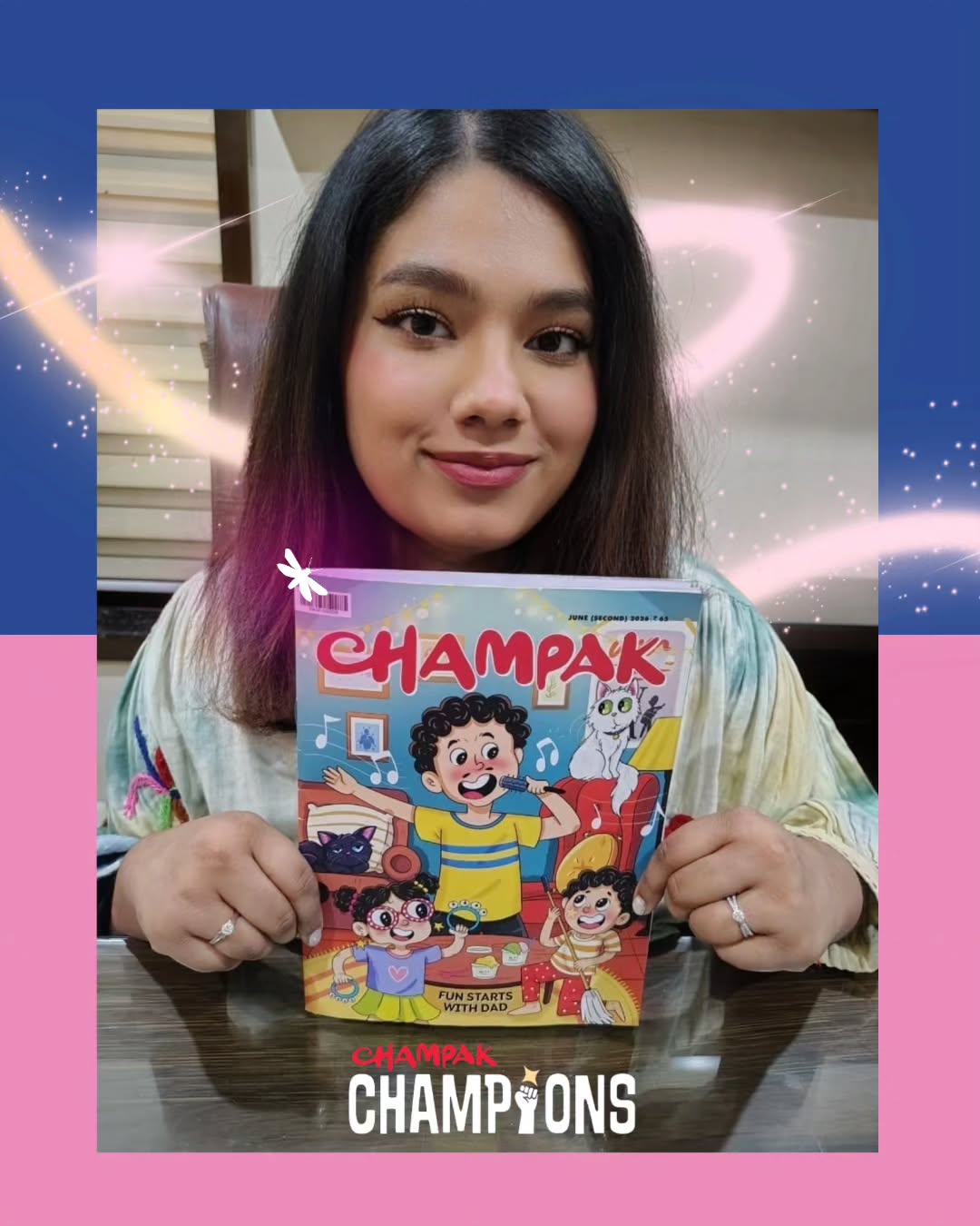 Some parts of childhood never really leave you.
For me, one of those parts will always be @champakmagazine. 💛
That's why I'm so delighted to be serving as a Jury Member for the nationwide competition Champak Champions: "What's Bothering Me?"
Growing up, like so many children across India, I eagerly looked forward to the day my dad would bring home each new issue of Champak.
@champakmagazine meant fun-filled summer vacations, making long train journeys fly by, getting lost in stories, solving puzzles, cutting out activity sheets, and spending countless evenings reading with my mom and dad.
Looking back, it wasn't just about reading. It nurtured my imagination, sparked my curiosity, and gave me the confidence to find my voice and speak up.
Champak Champions, an initiative by Champak—India's oldest and largest circulated children's magazine, invites students in Grades 4–7 to share, in a 90-second video, one issue that's bothering them and the change they'd like to see in the world.
I truly believe every child's voice matters, and I can't wait to watch your entries and hear your ideas, concerns, and dreams for a better world.
🗓️ Last date: 31 July 2026
🔗 Registration link in the pinned comment.
Here's to curious minds, courageous voices, and the magazine that shaped so many childhoods—including mine. 🦋