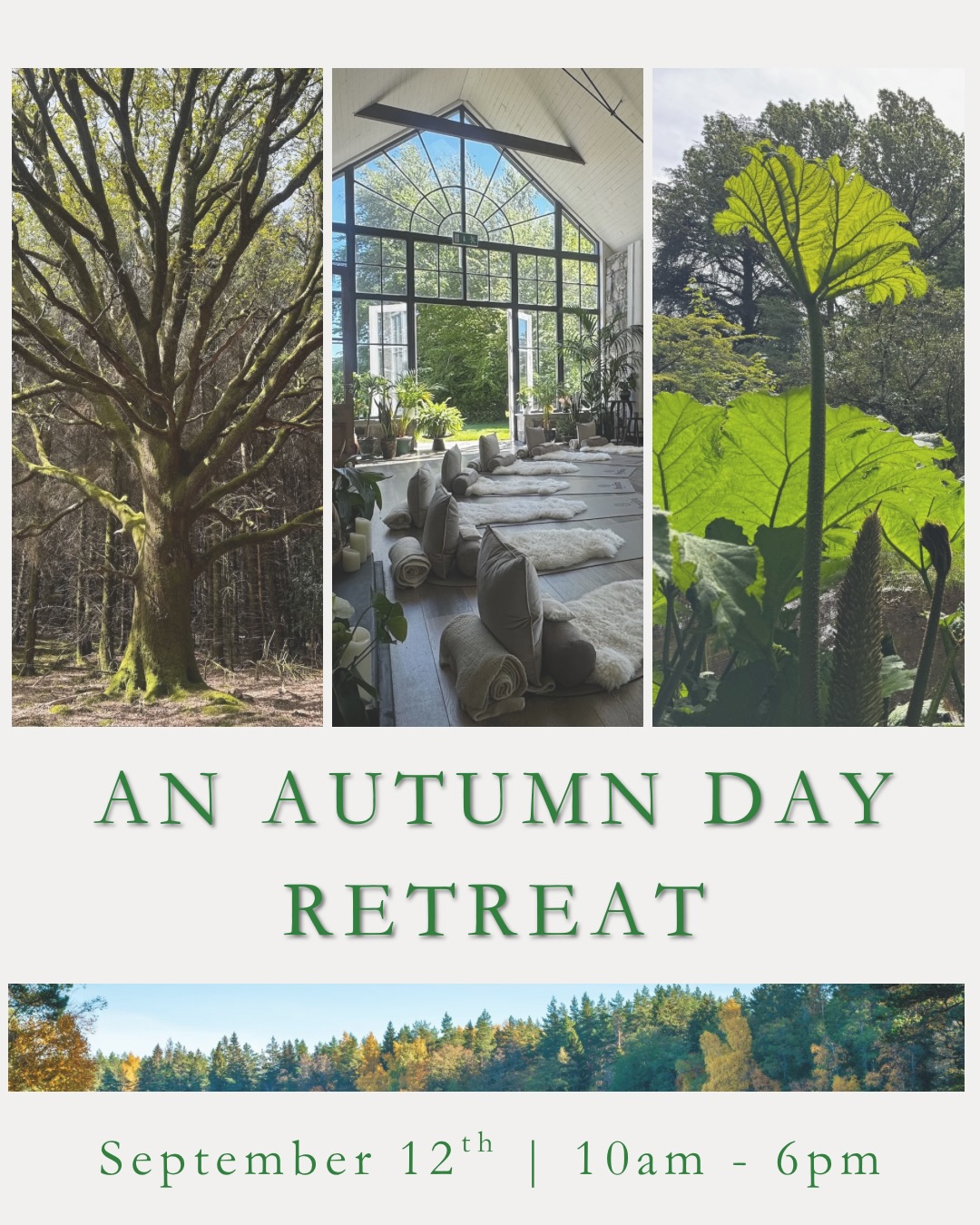 Returning to Self: An Autumn Day Retreat
A nourishing day of self-inquiry, yoga, seasonal wisdom, nature connection, and optional sauna and cold-water immersion
What the day includes:
- Opening circle
- Compassionate Inquiry workshop
- Hatha Yoga
- Ayurvedic lunch and tea breaks
- Guided forest bathing
- Ayurveda and PNI (psychoneuroimmunology) - seasonal living in autumn
- Optional guided sauna and cold-water experience
- Closing Circle
This retreat may be especially supportive if you are: feeling the need to pause and reset; curious about trauma-informed personal growth; interested in the connection between emotions, stress, the body, and health; drawn to yoga, Ayurveda, seasonal wellbeing, and nature-based practices.
Laura (@laura.ayurveda.yoga), Edelle (@knowledge4health and Sophie (@anamkarawellness) are so looking forward to hosting this retreat for you. We hope to see you there 💚