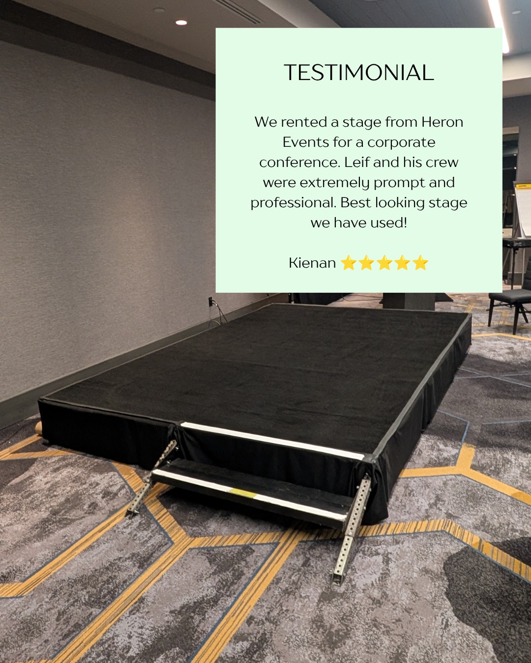 Simple words, but they mean a lot. 💙✨
Kienan, thank you for trusting Heron Events with your corporate conference and for taking the time to leave such a wonderful review!
We're committed to delivering stages that don't just serve a purpose—they look great, are built safely, and help create a polished, professional experience for every attendee. Hearing that this was the best-looking stage you've used is an incredible compliment and one we're truly proud of. 🙌
Thank you again for your trust and recommendation. We look forward to helping bring your next event to life!
#ClientLove #CorporateEvents #StageBuild #EventProduction #ConferenceProduction