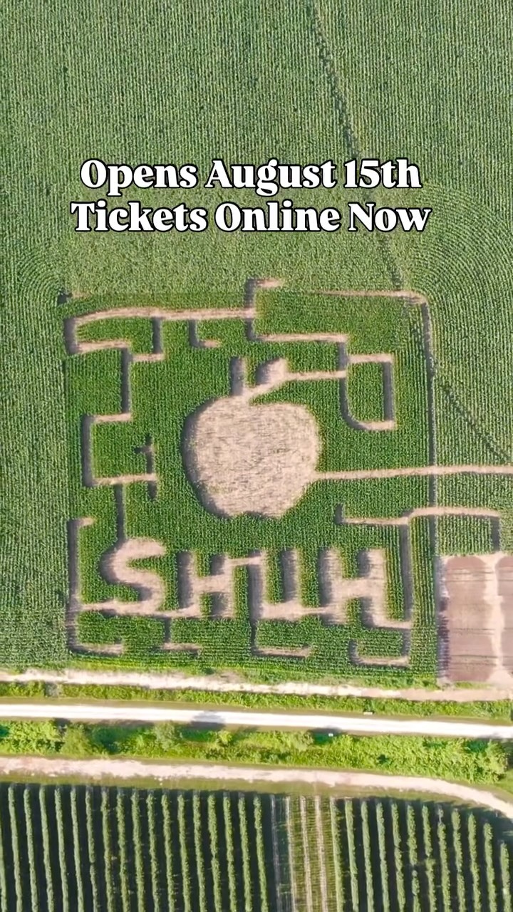 📣 OPENING DAY AUGUST 15th! 📣
We could not be more excited to invite you to our SERIOUSLY UPGRADED corn maze in just over a month!
We’ve got some other surprises including our brand new flower walk and the unveiling of Shuh Orchards Café.
Book your tickets online now at www.ShuhOrchards.com or grab them at the door starting August 15th!
We’ll be open every day of the week until October 31st 🍎