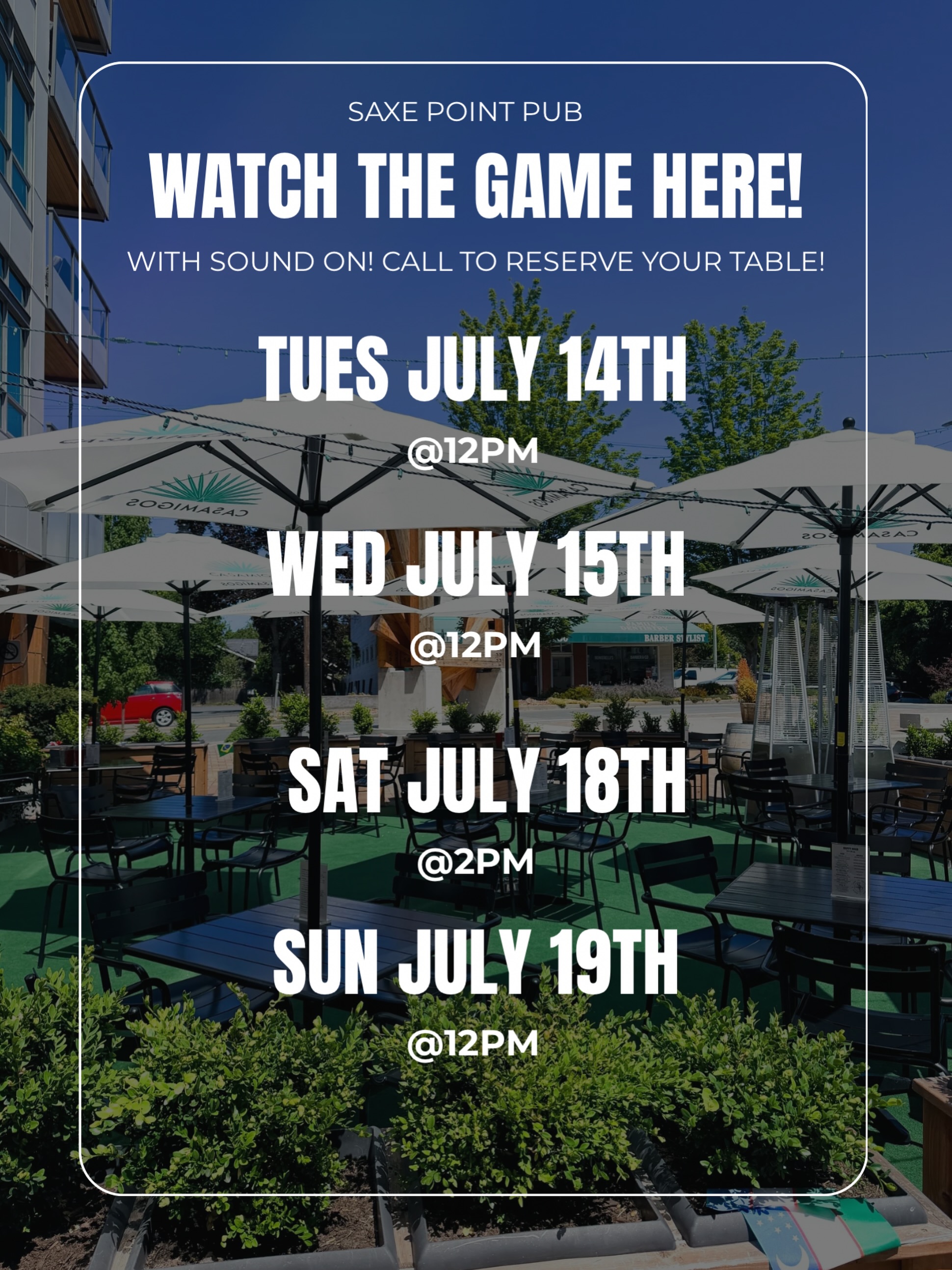 If you’re looking for a spot to watch the finals this week, we’ll be playing the games ALL week WITH sound on all the TV’s!
Call to reserve your table & share with your friends & fam! 250.590.5519 📱
.
.
.
.
#yyj #esquimalt #localyyj #yyjlocal #yyjsmallbusiness