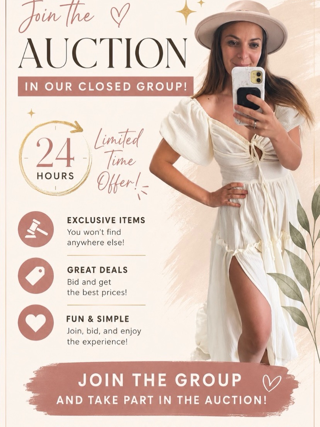 #auction #LimitedTimeDeal
You were all so excited about the auctions that I decided I’m going to surprise you with them more often! 🦋
The next dress is the Tiffany in Cream color.
This is one of your all-time favorites—it creates a beautiful neckline on everyone, and it looks absolutely stunning on my plus-size clients as well.
Auction details:
• Starting bid: $75
• Minimum bid increment: $15
• Bidding is open for 24 hours.
I’m excited to see who’s going to get this beauty! ♥️
Please place your bids in our Facebook group only. 🙏 Don’t send your bids here on Instagram, as they won’t be counted. Thank you for understanding!
Love,
Timea