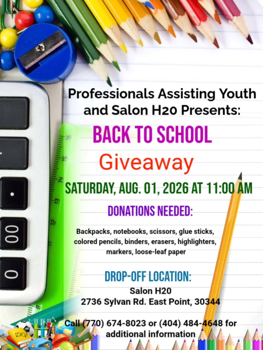 Please share!
Join us at our annual Back-to-School event. We will be giving out free school supplies and other items (while supplies last) as well as free haircuts! This event is for youth of all ages. This event is first come, first served and children must be present to receive supplies.
Please contact us to donate or volunteer. See you there!
#backtoschool #exploremore #schoolsupplies #free #giveaway followus@pros4youth
@h2ostephanie @thegreatone99 @tree_42080 @tasty_attitude @kam_1880 @drjustjess