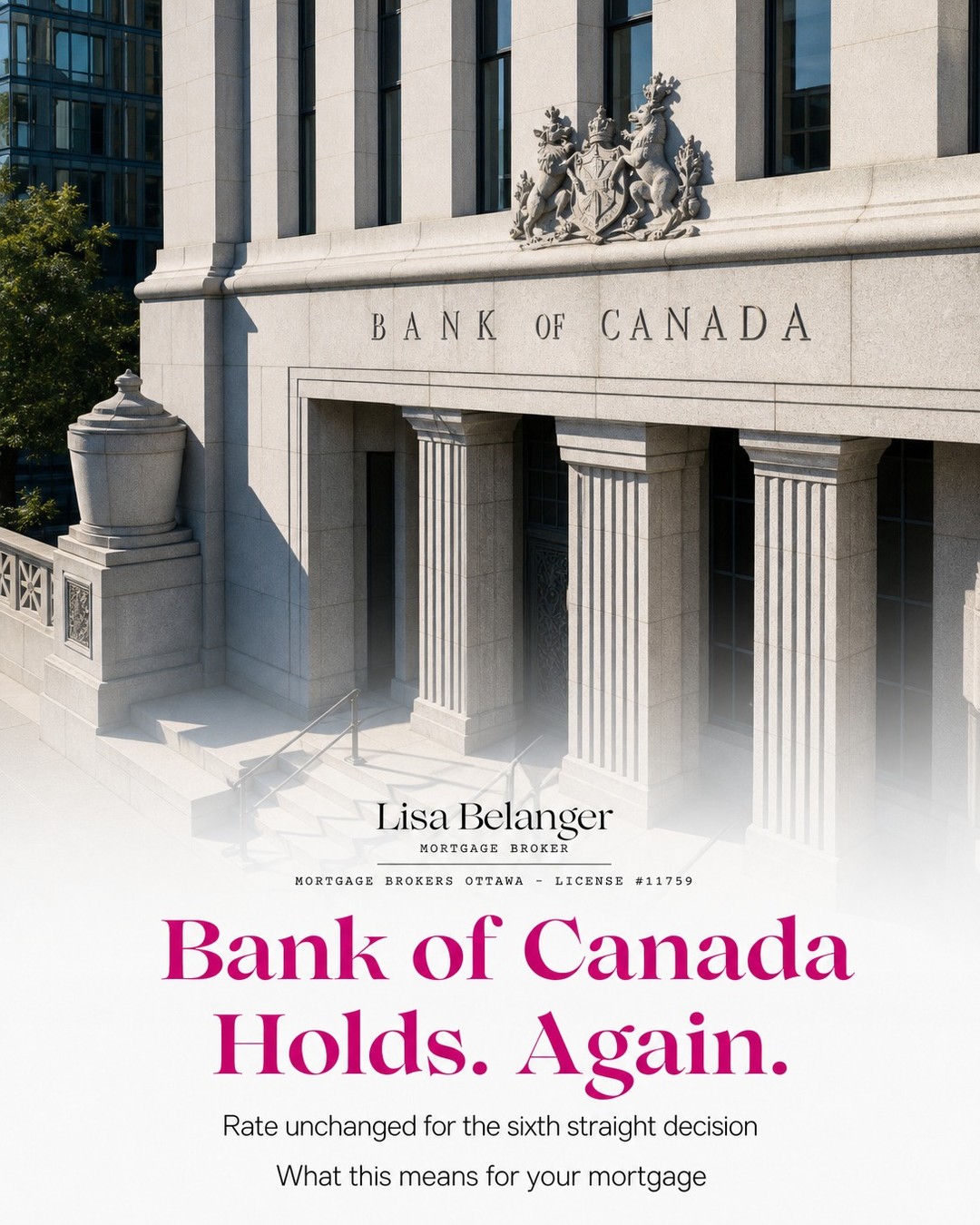 The Bank of Canada held its overnight rate steady at 2.25% again today, making it six consecutive decisions without a move. If you've been waiting for rates to drop further before making a move on a home purchase or renewal, here's what you need to know: the pause is very much intentional, with inflation running above 3% largely driven by rising oil prices tied to the conflict in the Middle East.
The good news is that the BoC expects inflation to ease in the coming months and trend back toward 2% by next year. So while things feel uncertain right now, there is a clearer path ahead. June inflation data drops July 20, which could give us more signals about where things are headed.
Whether you're renewing soon or thinking about buying, now is a great time to get a strategy in place so you're ready when the timing is right. Let's chat! Send me a DM or book a free call through the link in my bio.
#MortgageBroker #OttawaRealEstate #BankOfCanada #OttawaMortgage #MortgageTips