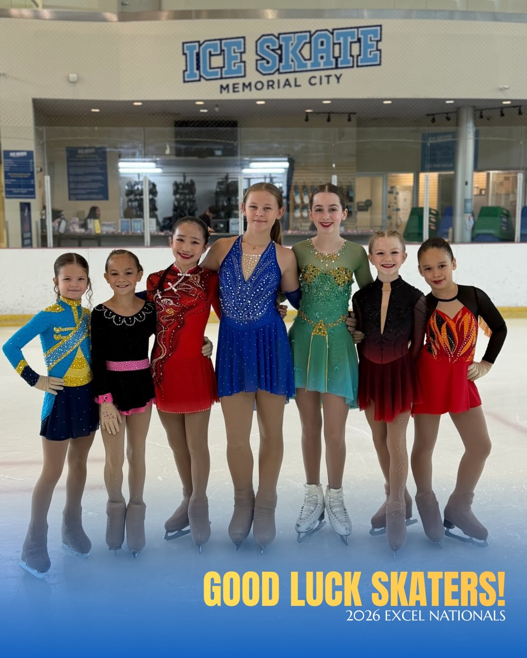They’ve put in the work, now it’s time to shine! ⭐
2026 QUALIFIERS:
✨ Rory B.
✨ Kira R.
✨ Chloe G.
✨ Audrey Z.
✨ Ruby F.
✨ Emily L.
2026 OPEN EVENT SKATERS:
✨ Vera Z.
✨ Anne M.
Best of luck to our 2026 Excel National Qualifiers as they compete this week at Excel Nationals. Your MFSCH family is cheering you on from Houston! 💙⛸️